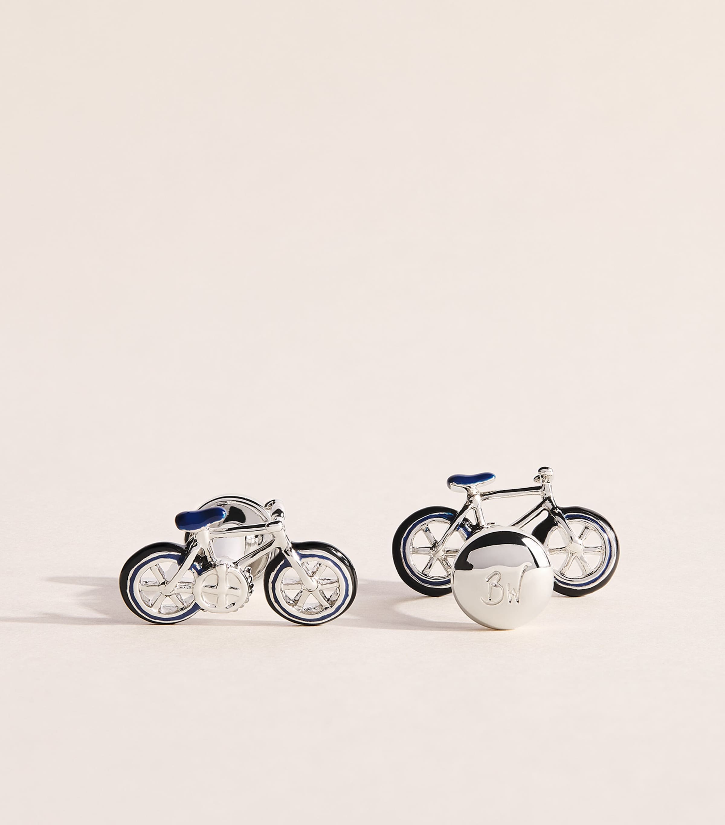 Babette Wasserman Rhodium-Plated Bicycle Cufflinks Blue