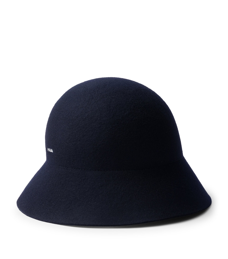 Prada Fleece Wool Cloche Hat Blue