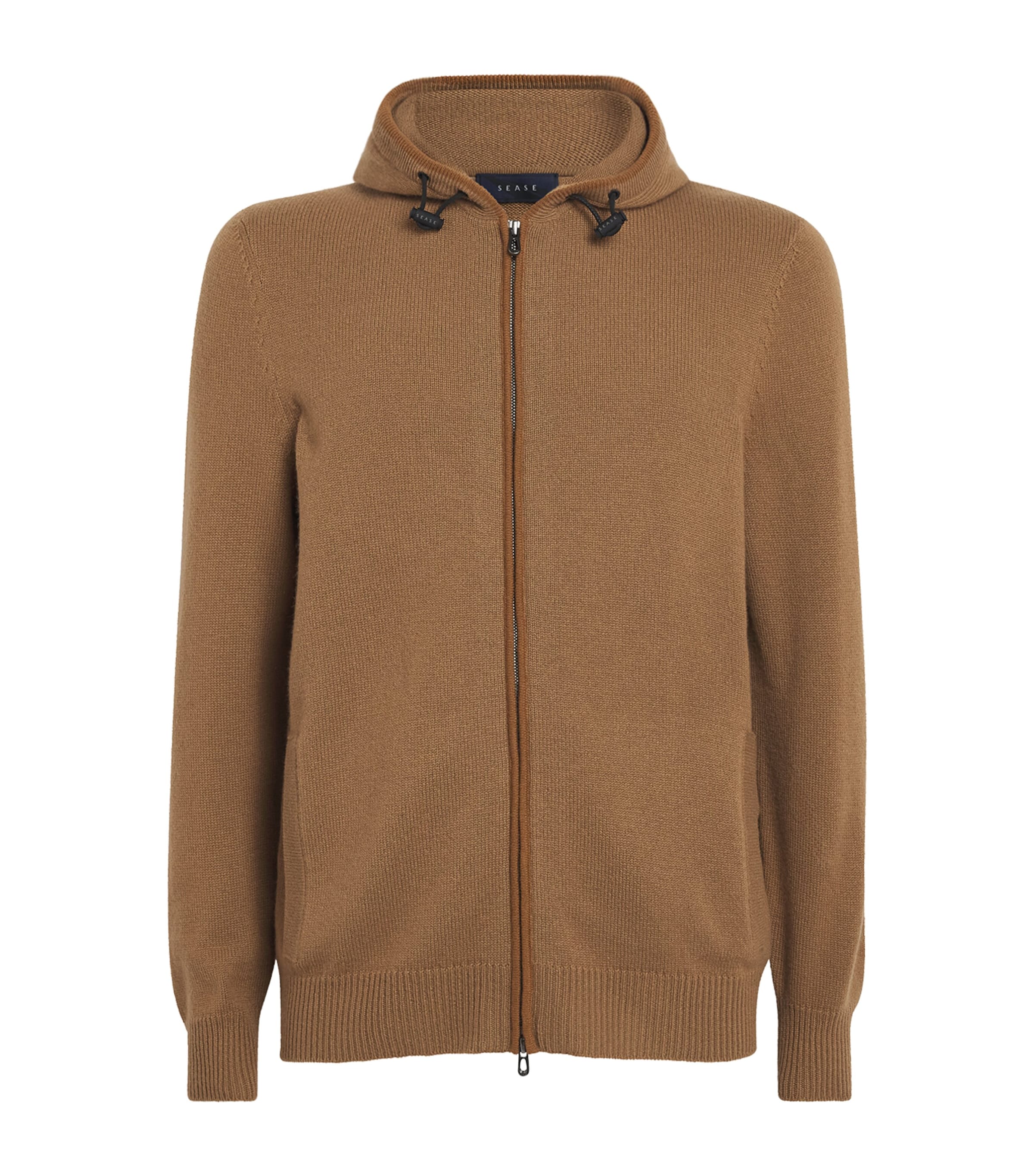 Sease Mens Cashmere Waythree Zip Hoodie Nut Brown