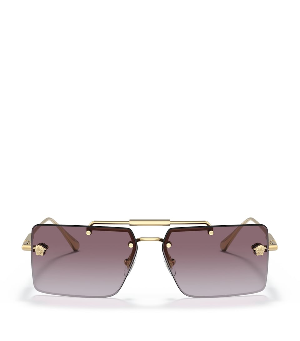 Versace Rimless Rectangle Sunglasses Gold