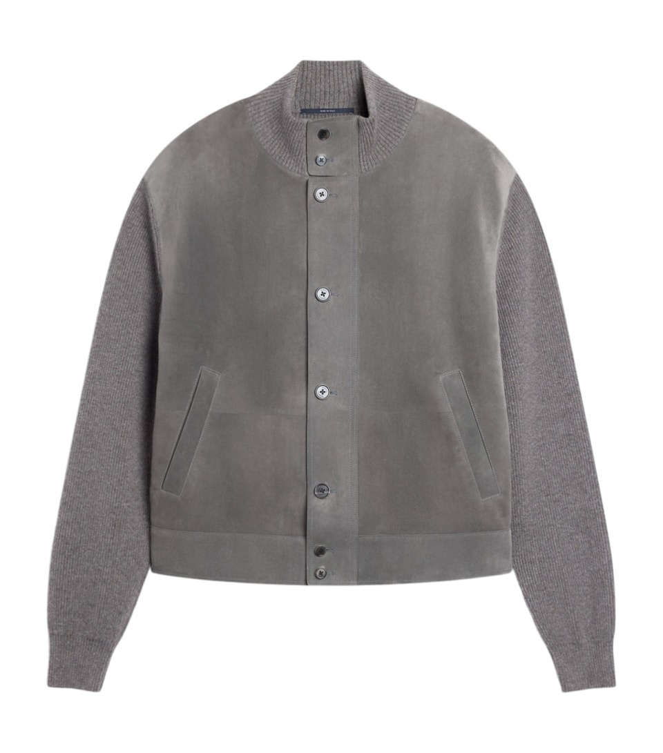 Dunhill Mens Suede-Cashmere Bomber Jacket