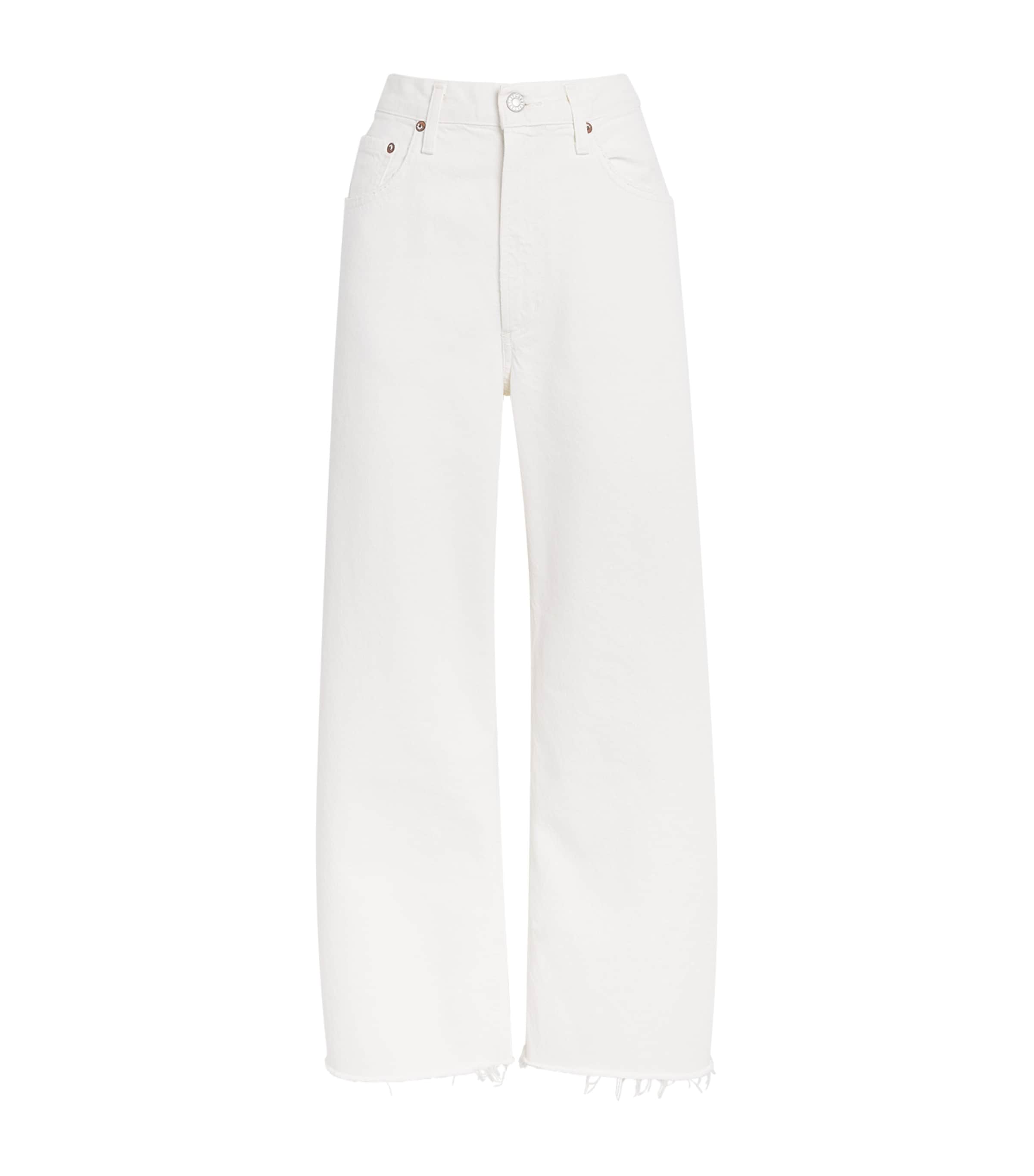 AGOLDE Womens Low Curve Fray Jeans Milkshake