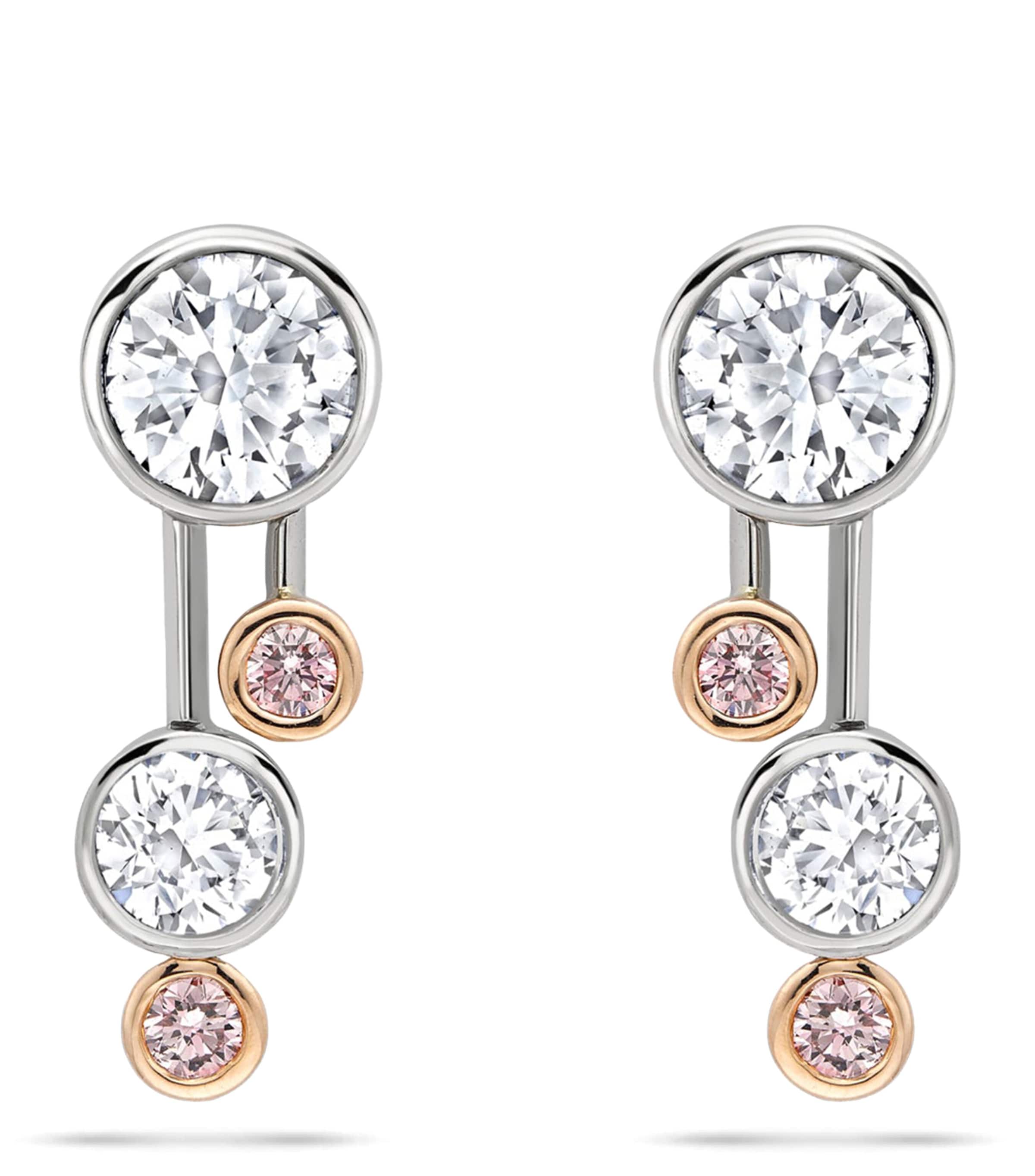Boodles Rose Gold, Platinum and Mixed Diamond Drop Earrings Platinum