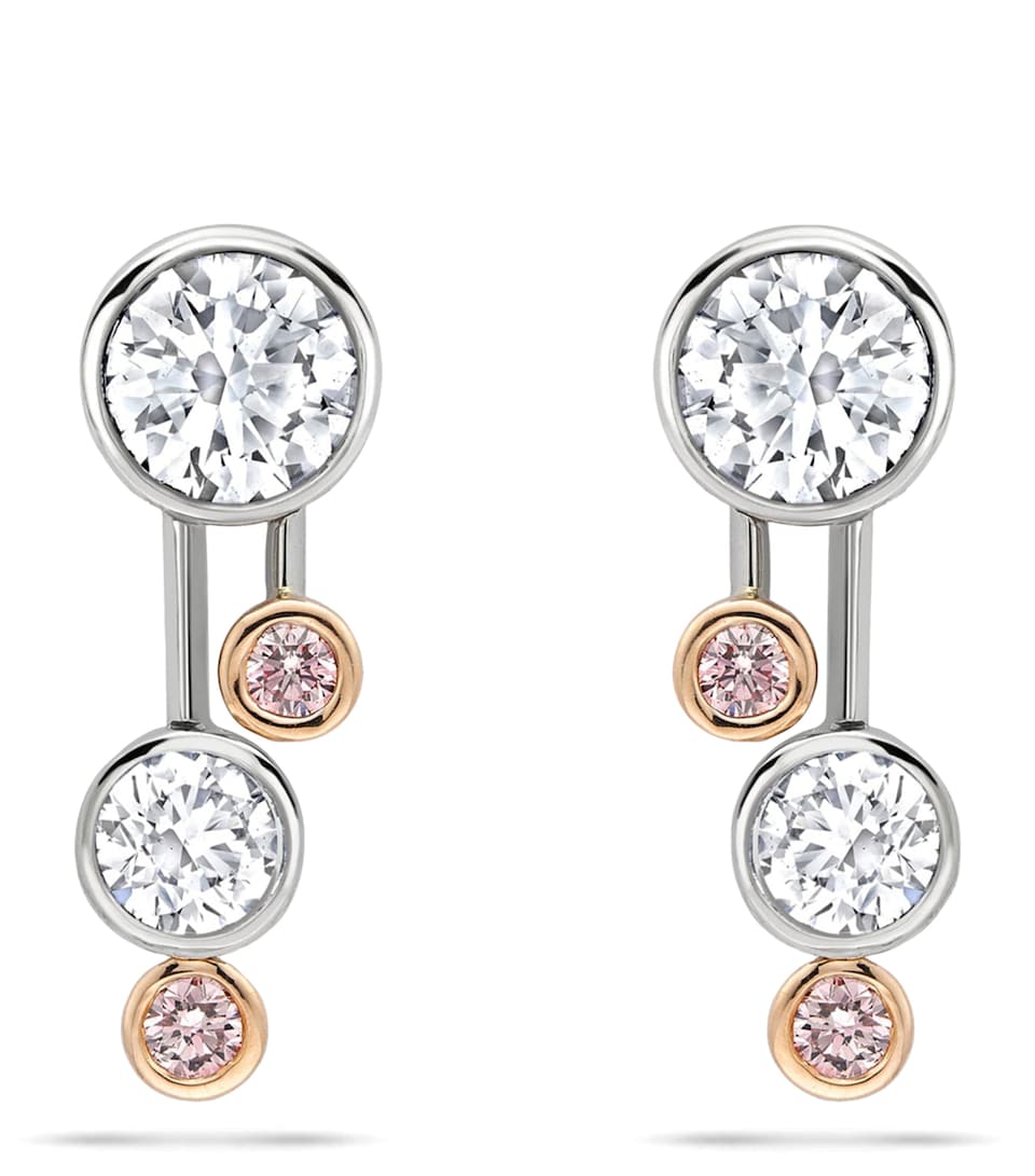 Boodles Rose Gold, Platinum and Mixed Diamond Drop Earrings Platinum