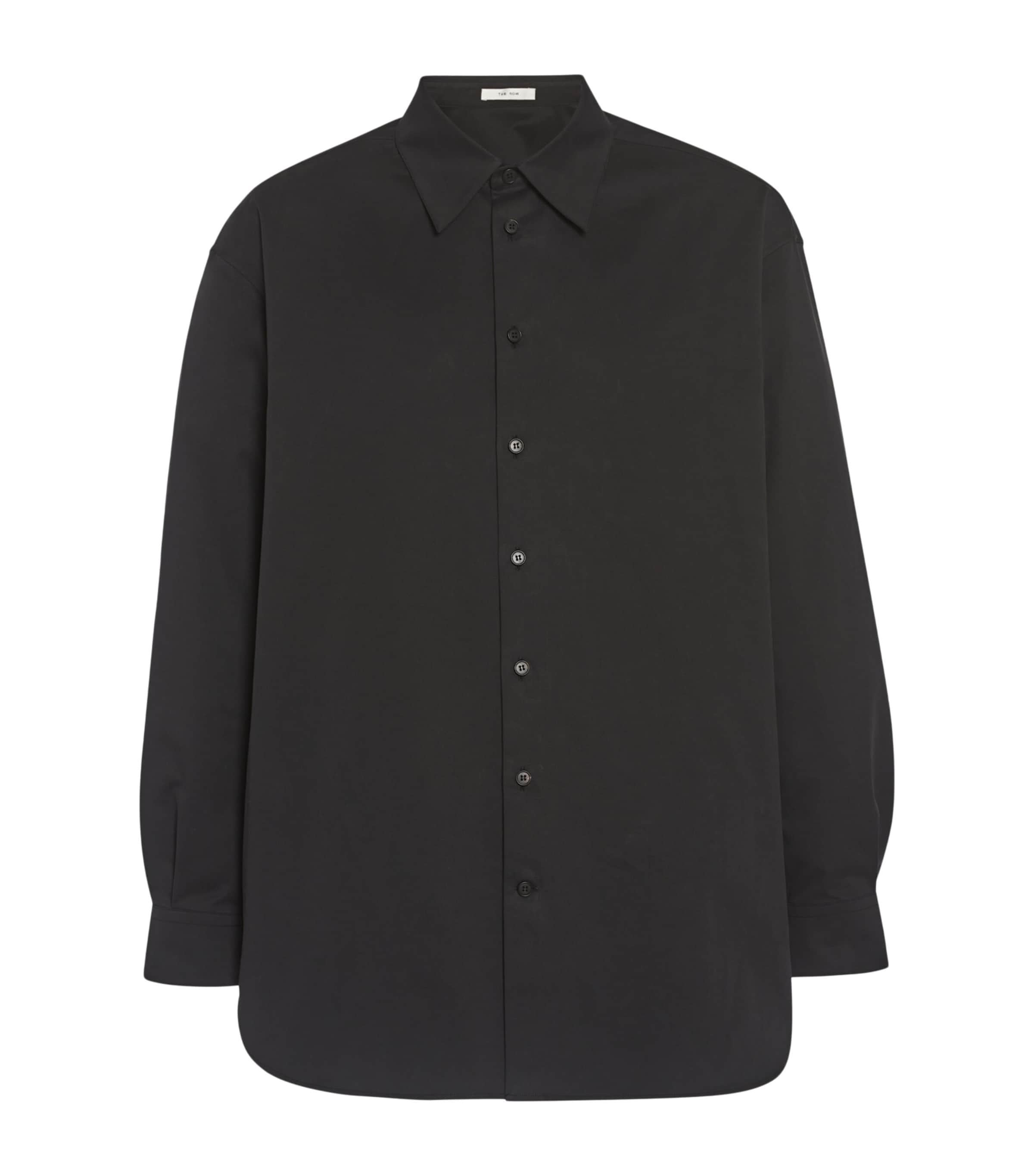 The Row Mens Lukre Cotton-Blend Shirt Black