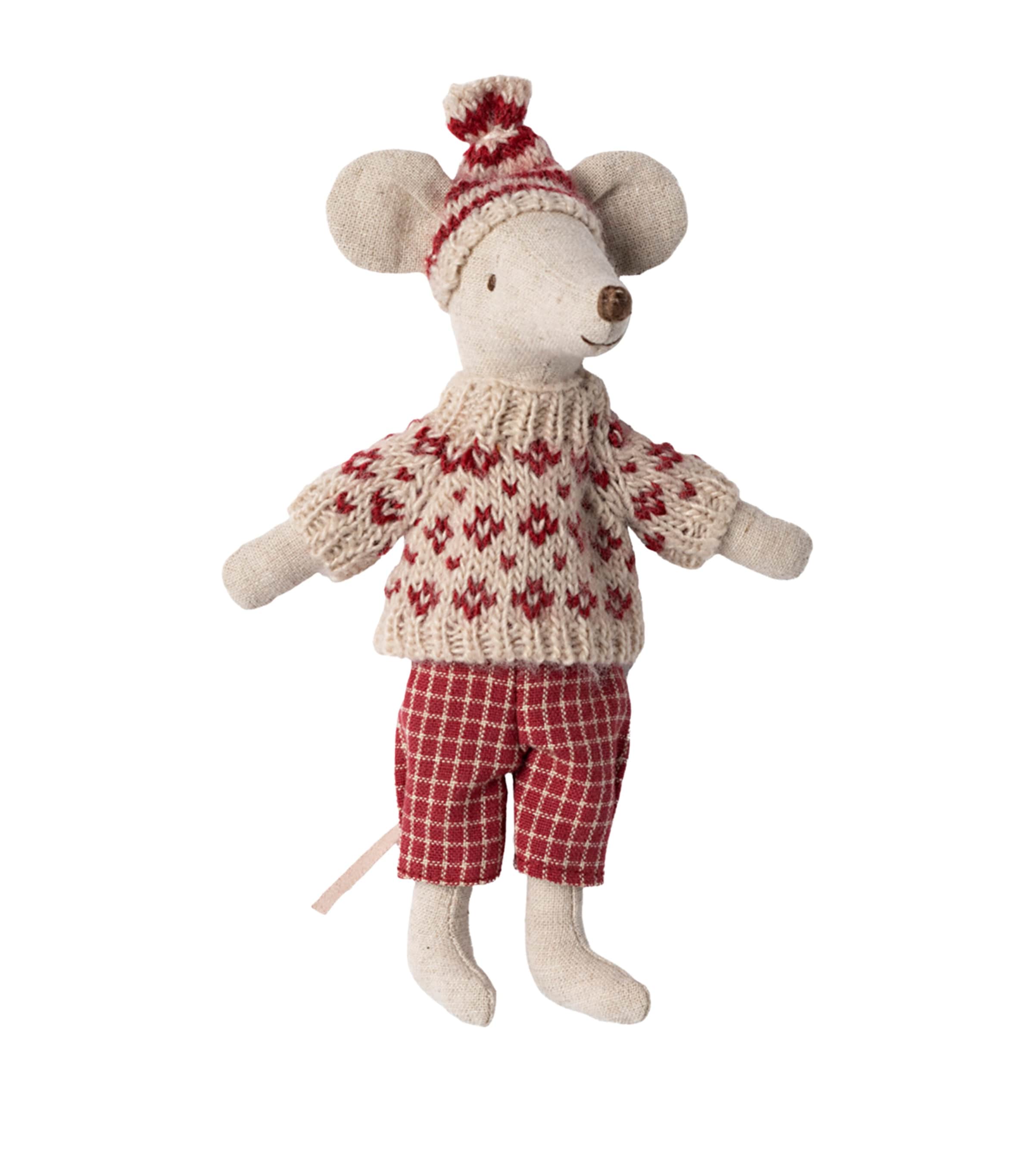 Winter Mouse Mum with Skis (19cm)