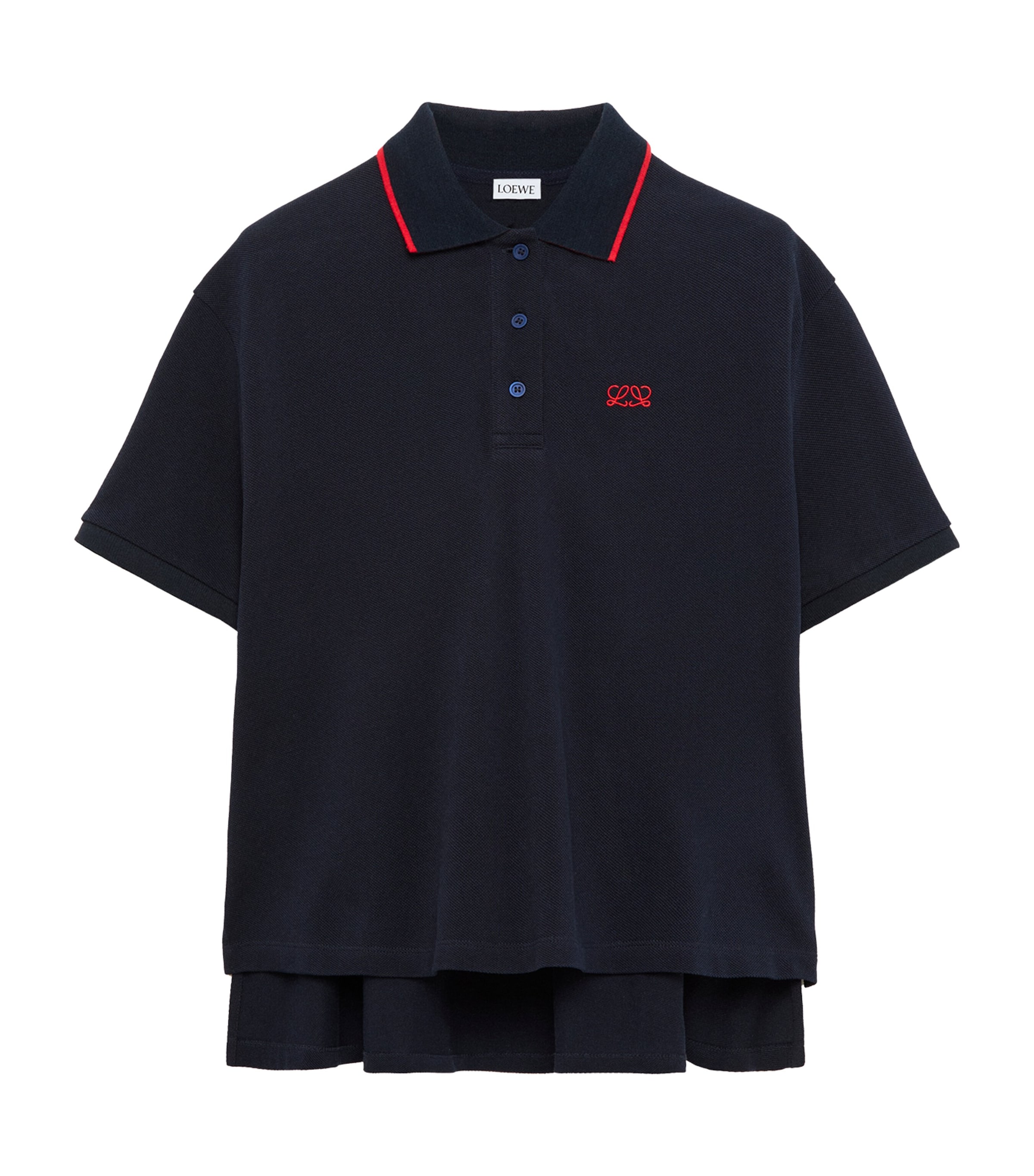 LOEWE Womens Stretch-Cotton Polo Shirt Navy Blue
