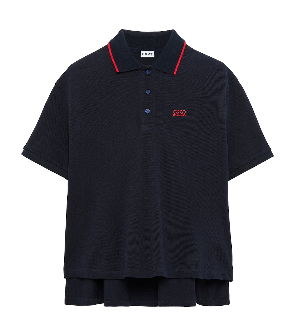 LOEWE Womens Stretch-Cotton Polo Shirt Navy Blue