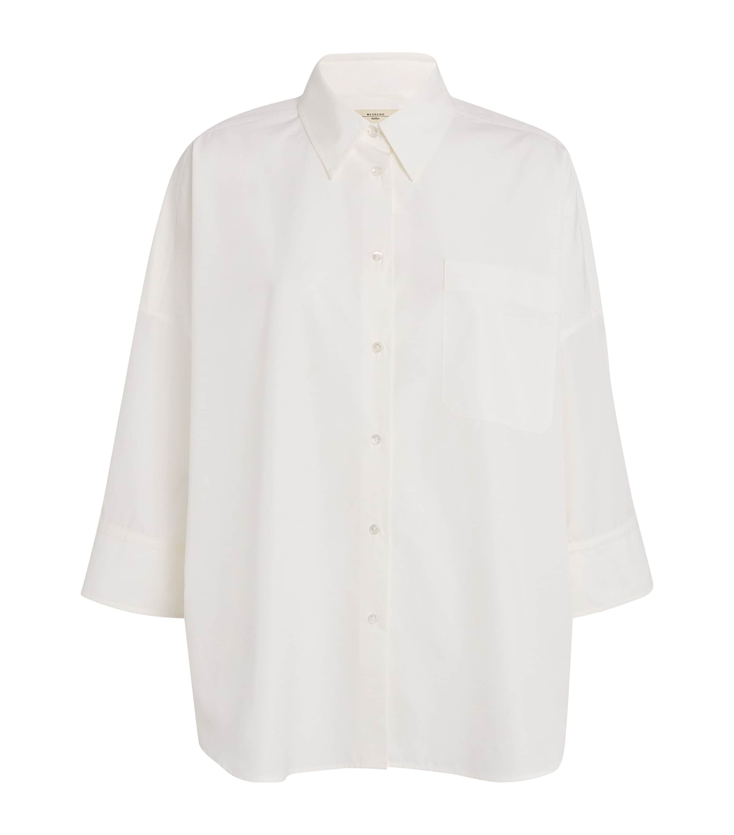 Cotton Cropped-Sleeve Shirt