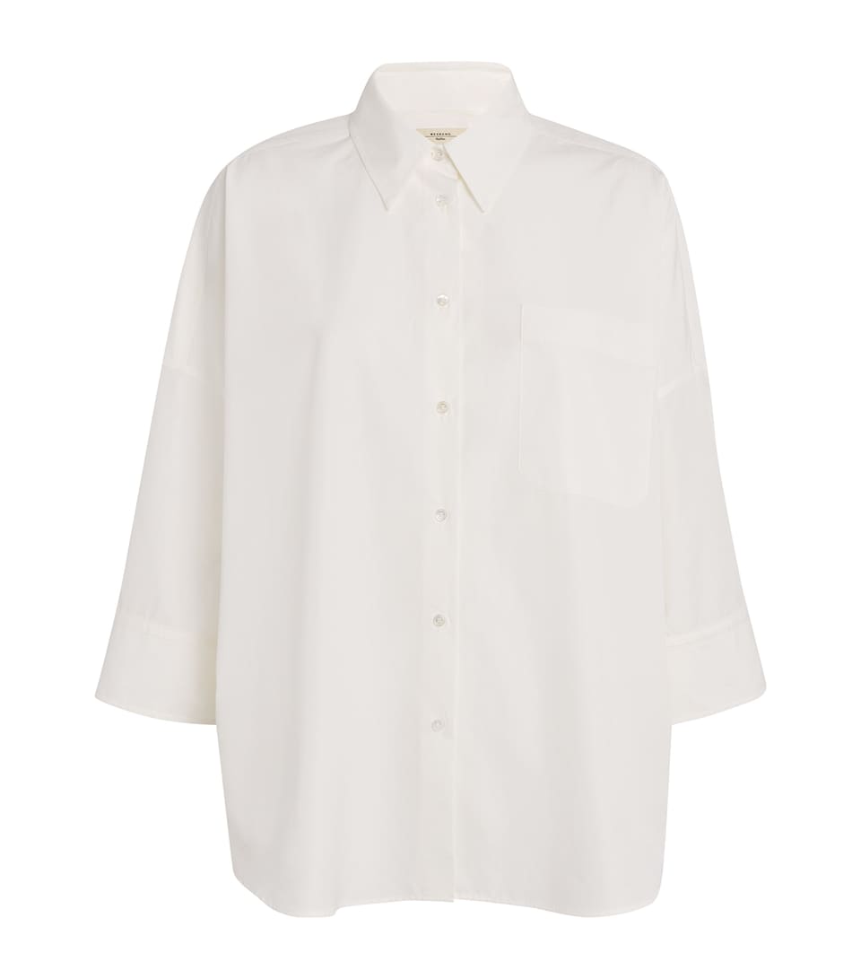 Cotton Cropped-Sleeve Shirt