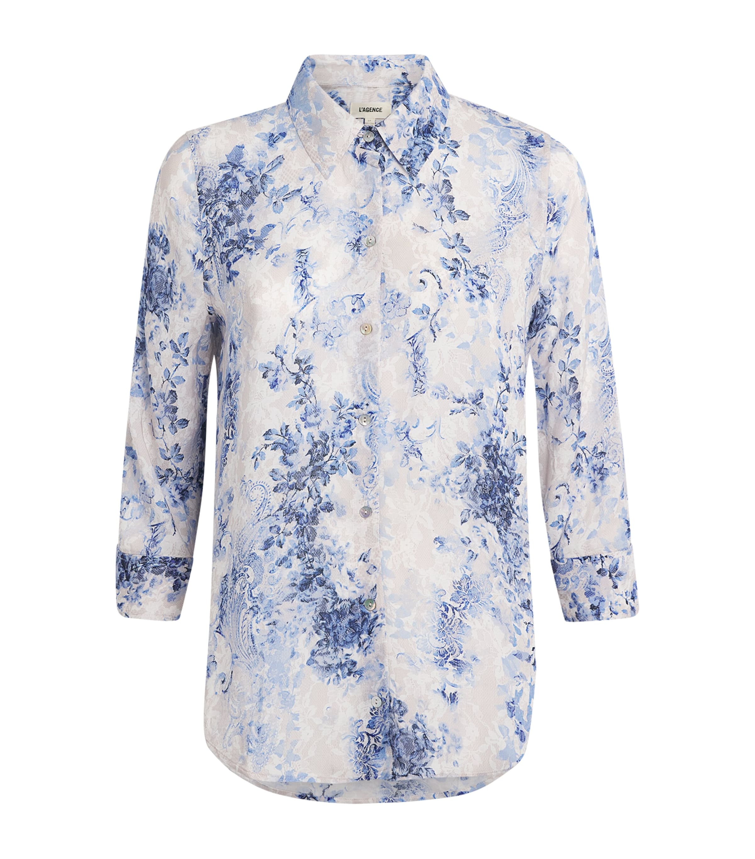L'Agence Womens Satin Printed Camille Blouse Wtrclr Lace Psly