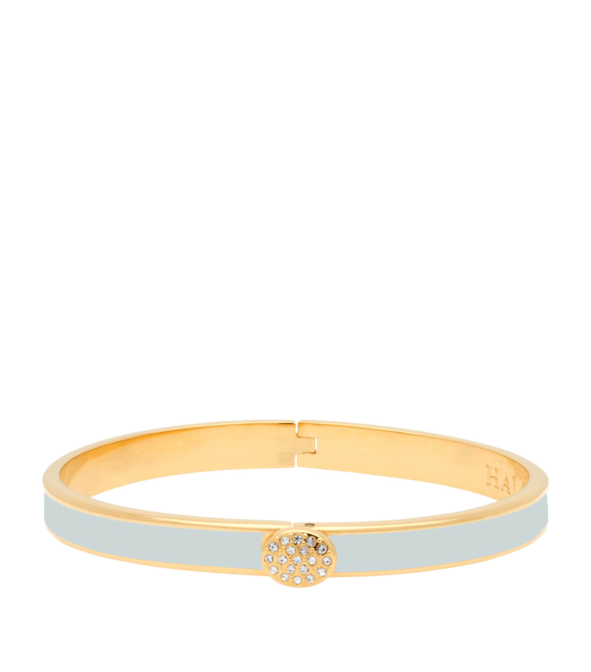 Gold-Plated Crystal Button Bangle