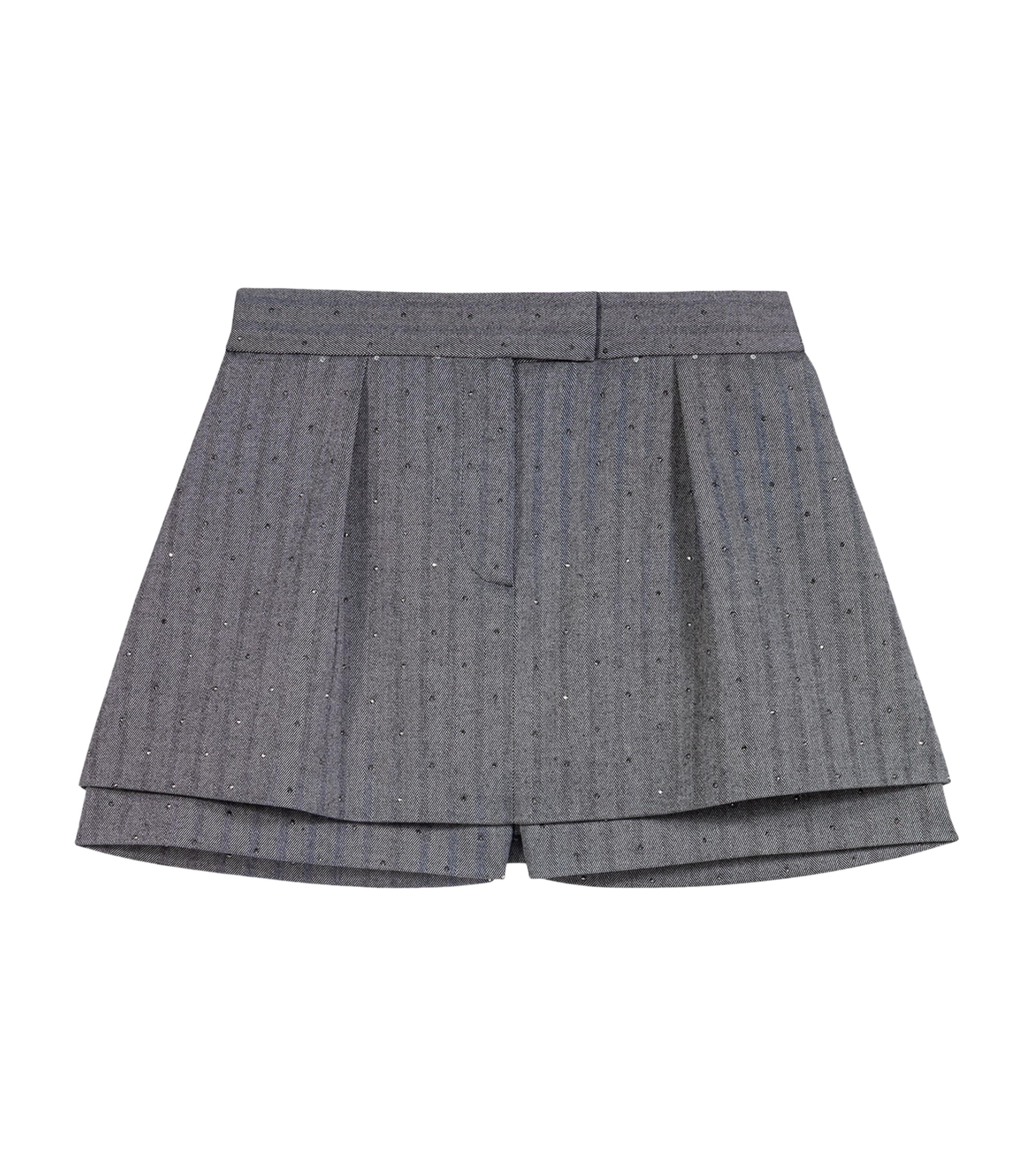 Maje Womens Striped Rhinestone-Embellished Skort Grey