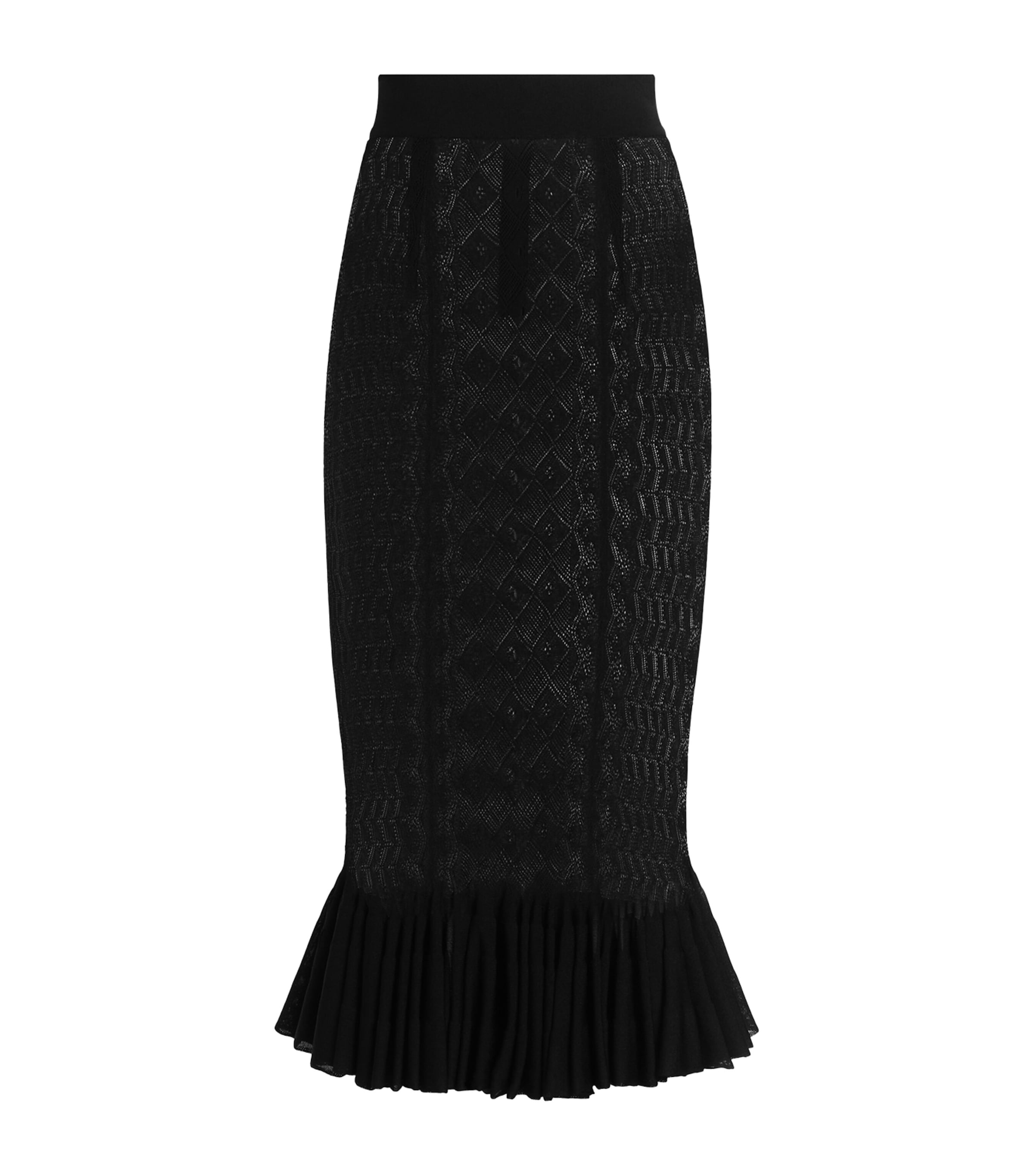 Dolce&Gabbana Womens Pointelle-Knit Midi Skirt Black