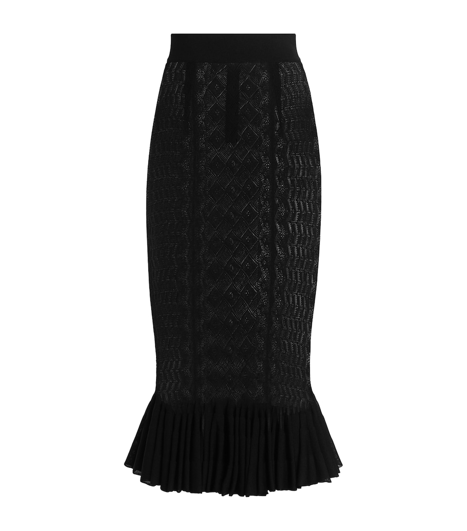 Dolce&Gabbana Womens Pointelle-Knit Midi Skirt Black