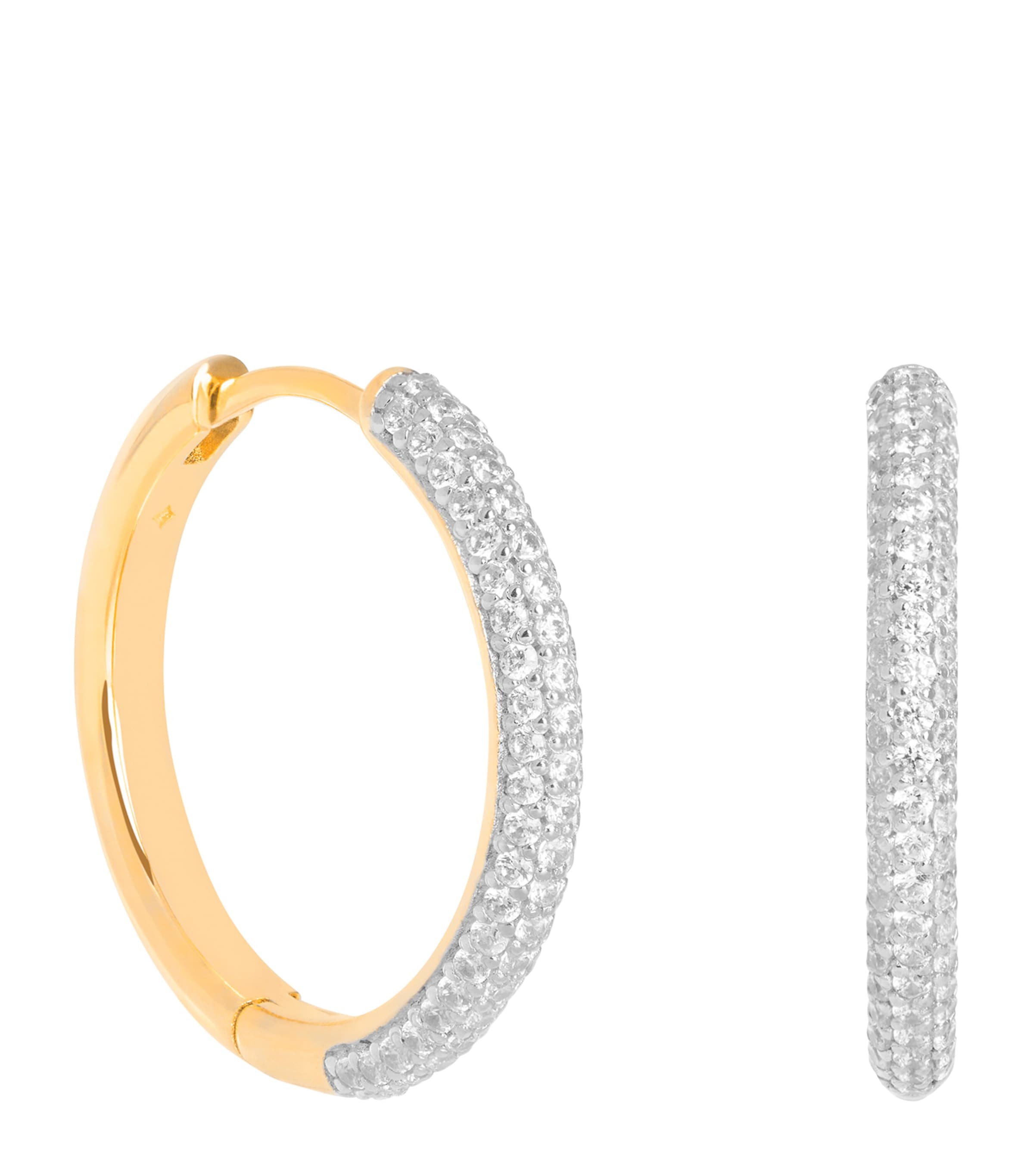 Gold-Plated Pavé Essential Hoop Earrings Medium