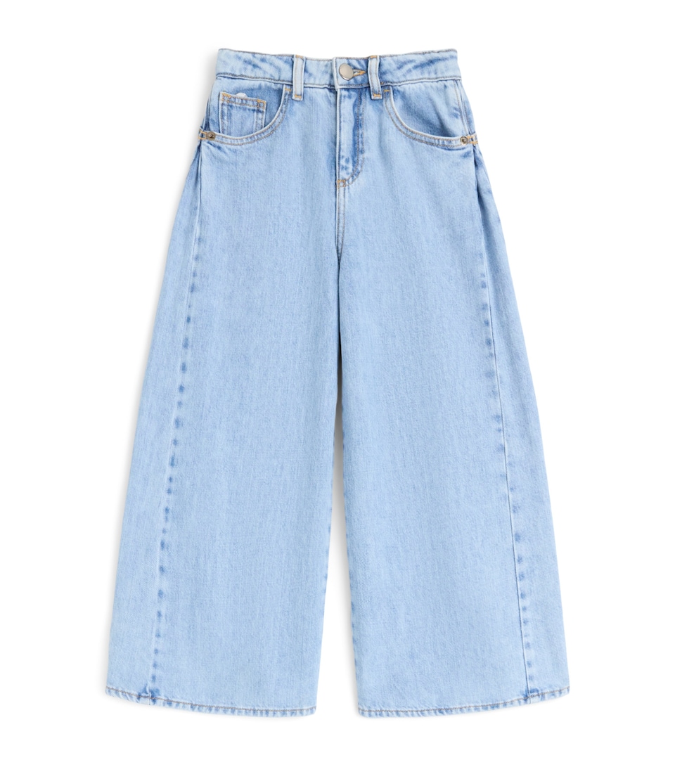 Emporio Armani Kids Cotton-Lyocell Wide-Leg Jeans (4-14 Years) Light Blue Denim