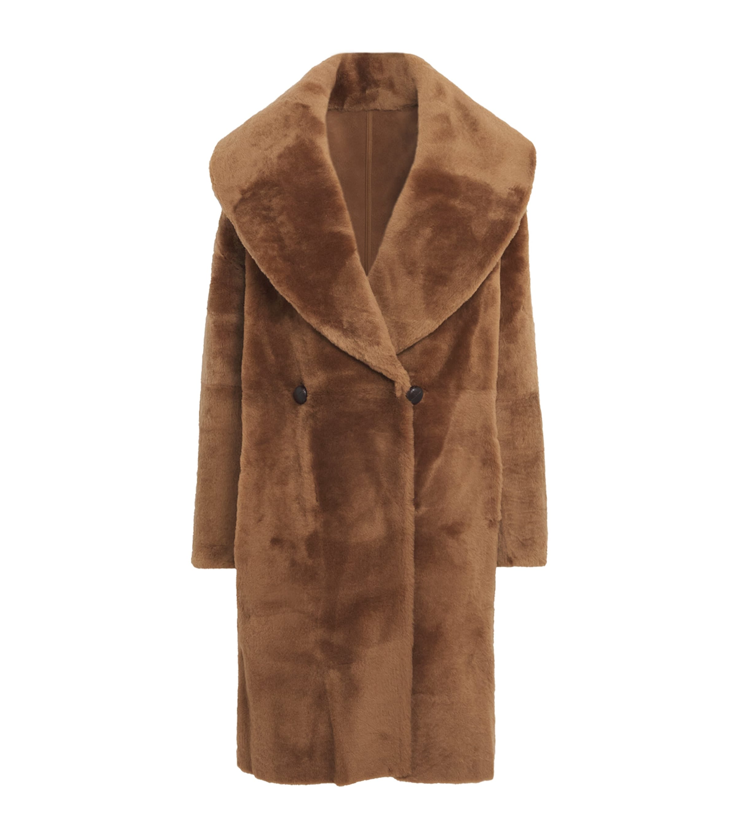 Lafayette 148 Womens Shearling Reversible Shawl-Collar Coat Vicuna