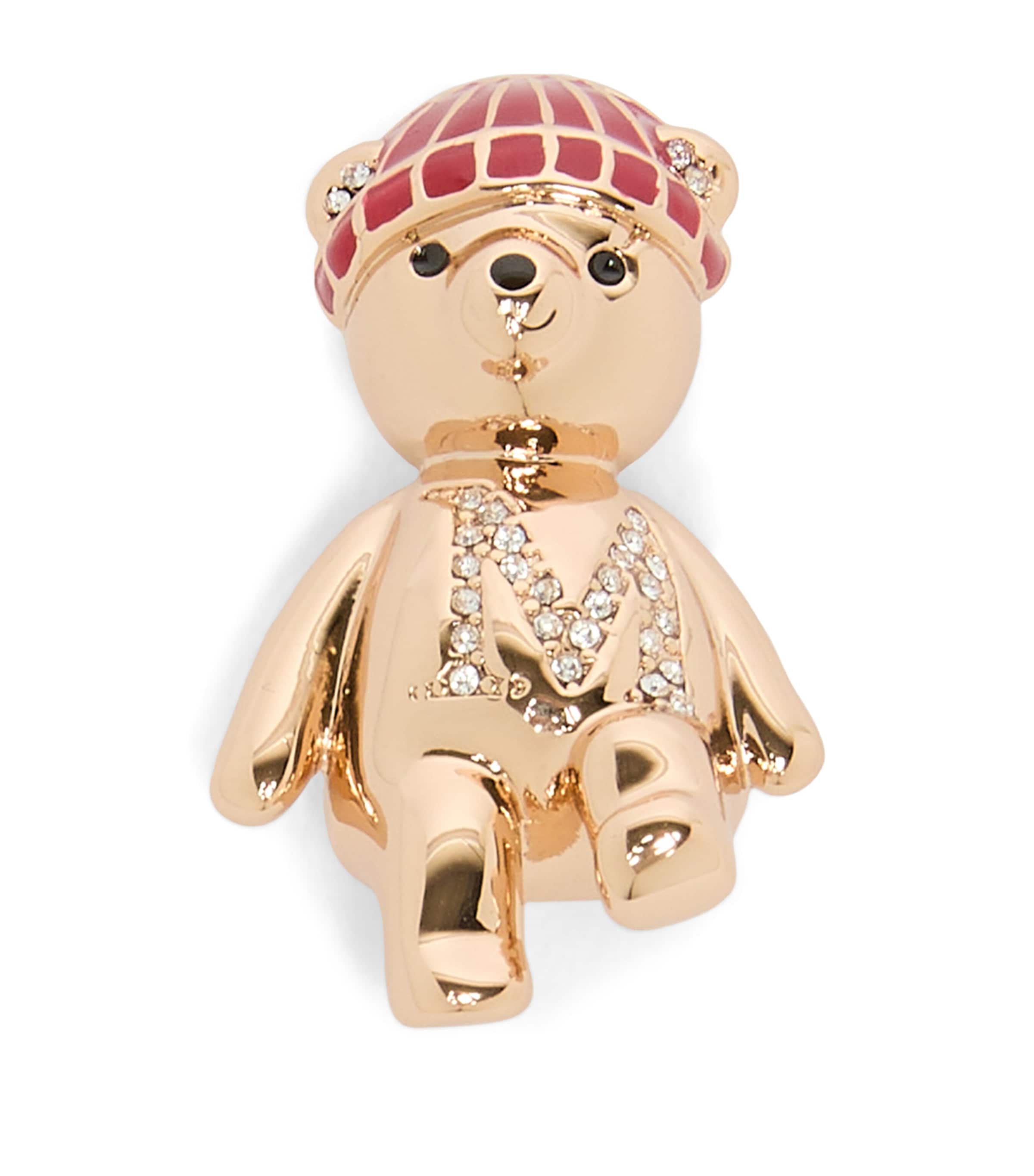 Max Mara Diamanté Teddy Bear Brooch Skin Dore