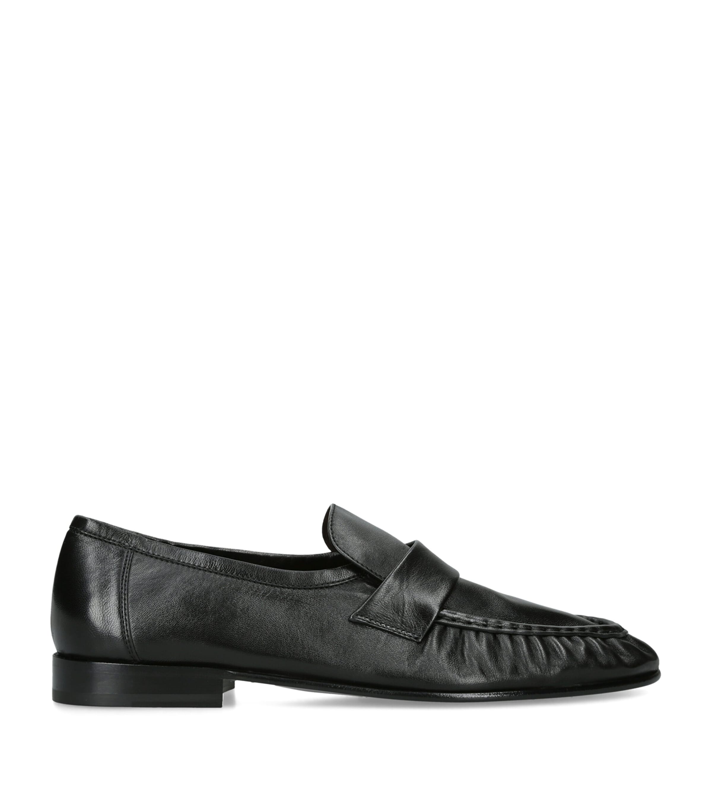 The Row Soft Leather Loafers Black