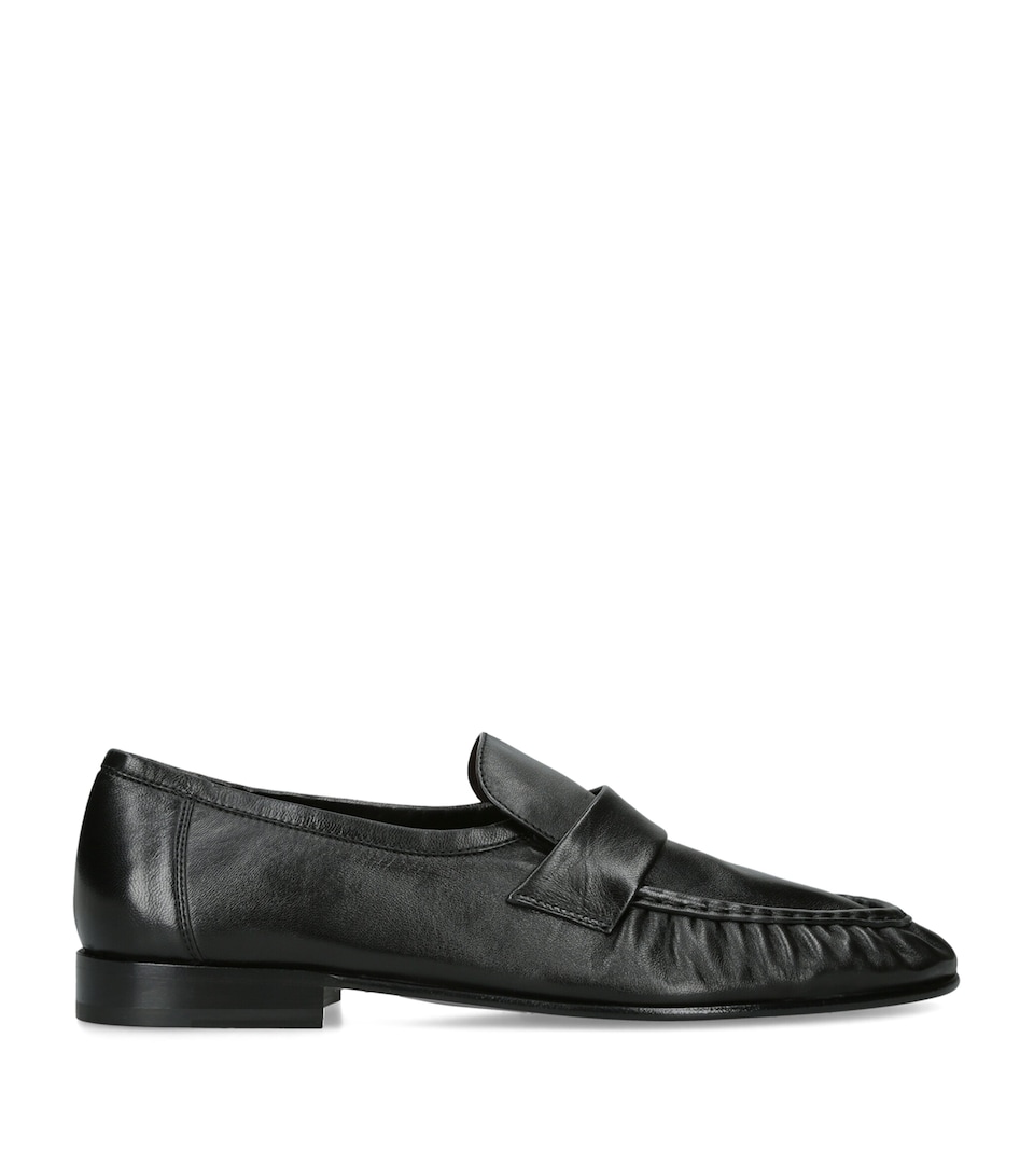 The Row Soft Leather Loafers Black