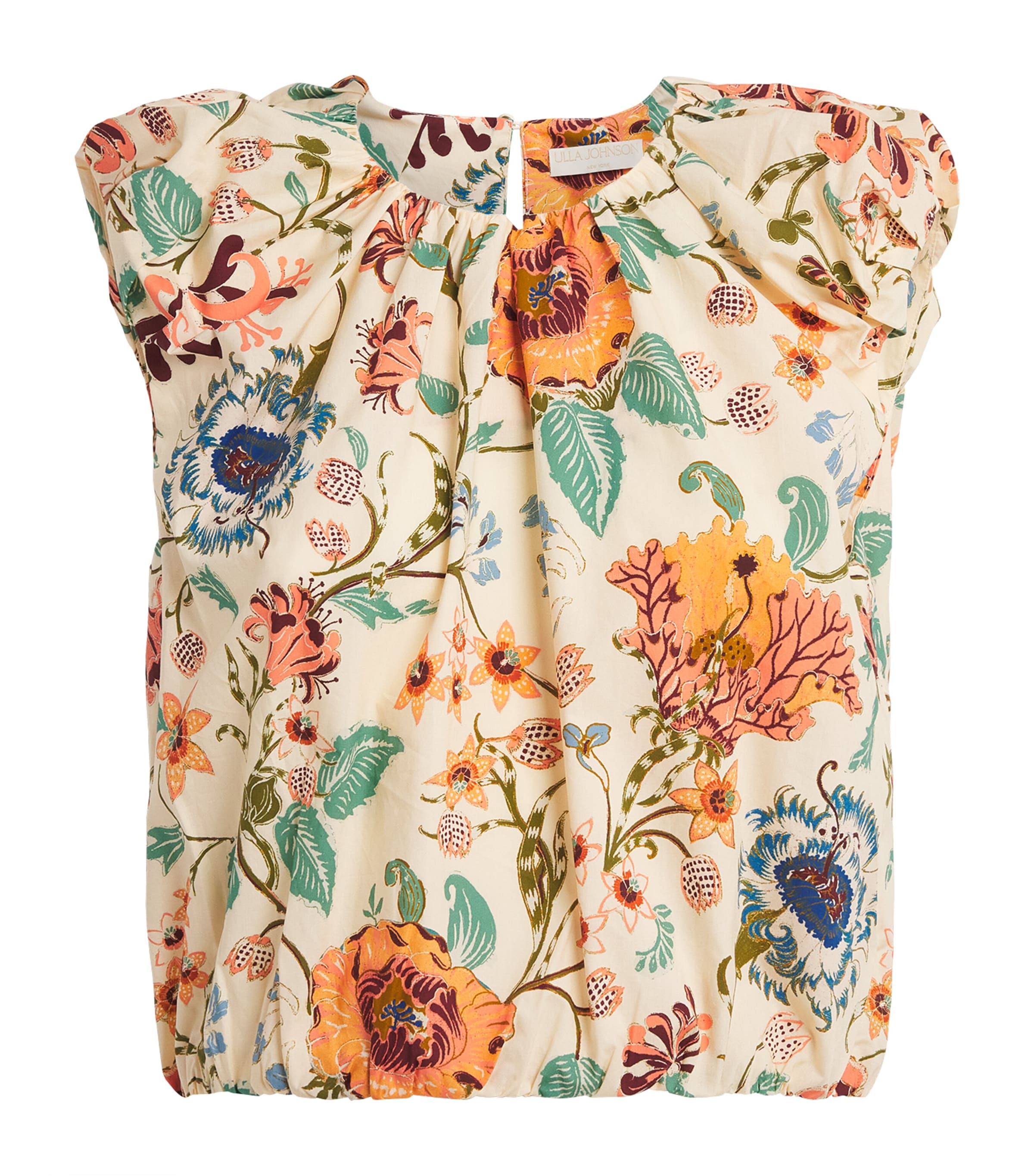 Ulla Johnson Womens Cotton Floral Gracie Crop Top Abalone