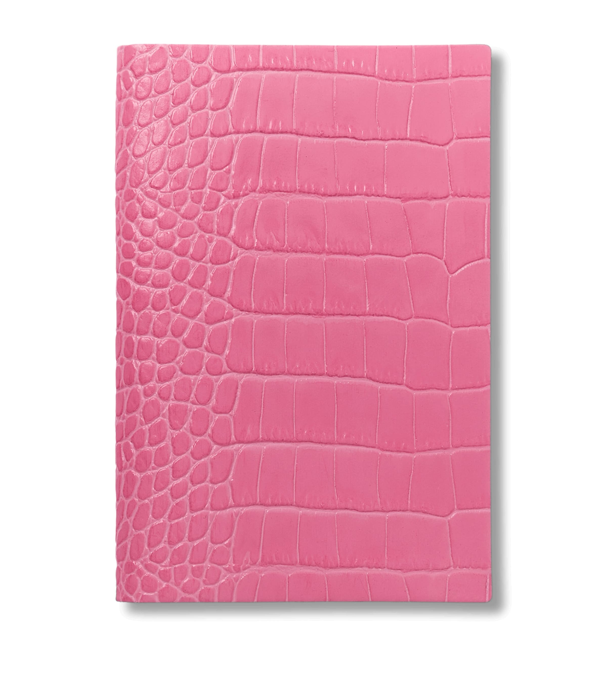 Smythson Leather Croc-Embossed Chelsea Notebook Flamingo