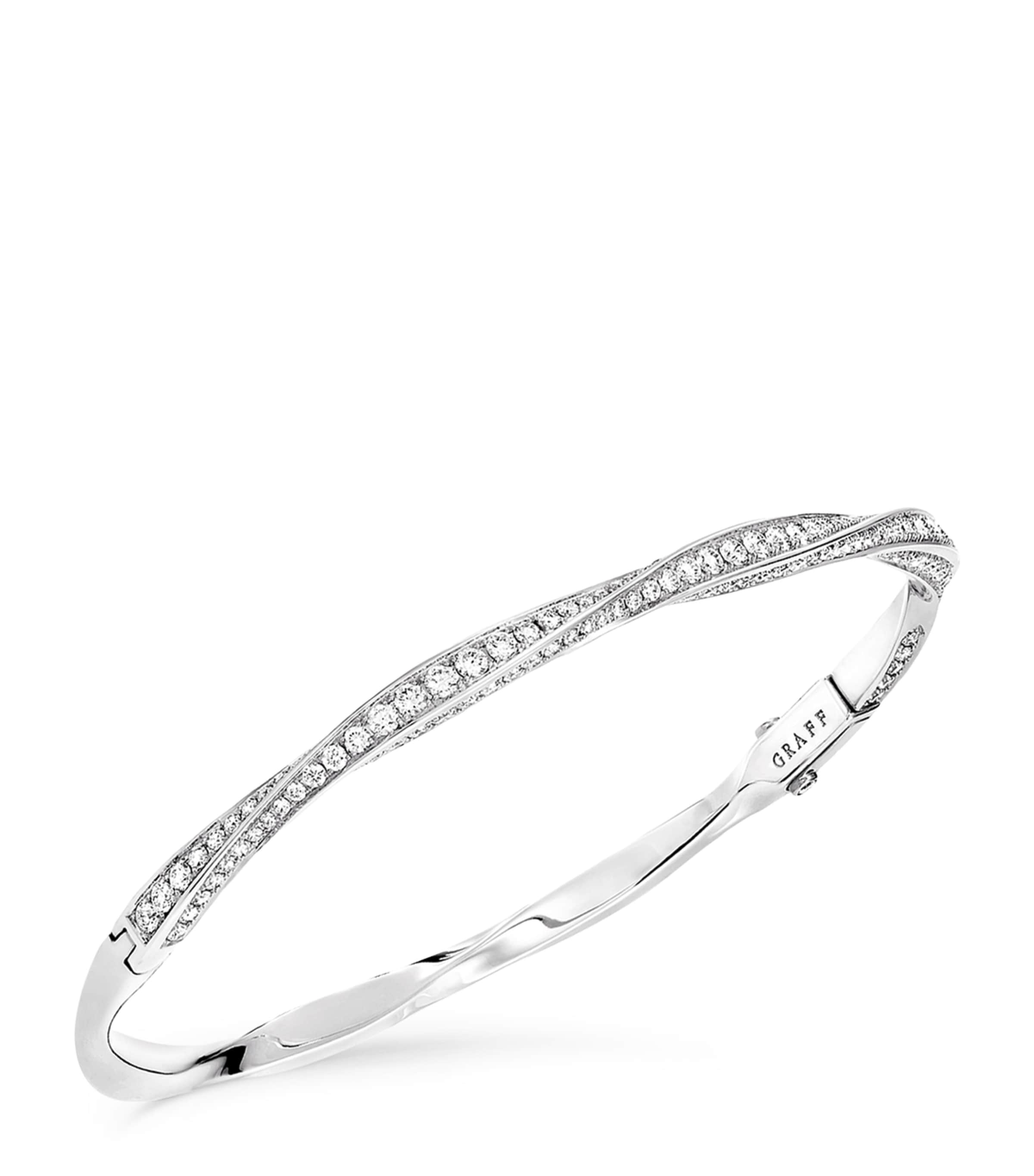 White Gold and Diamond Spiral Bangle