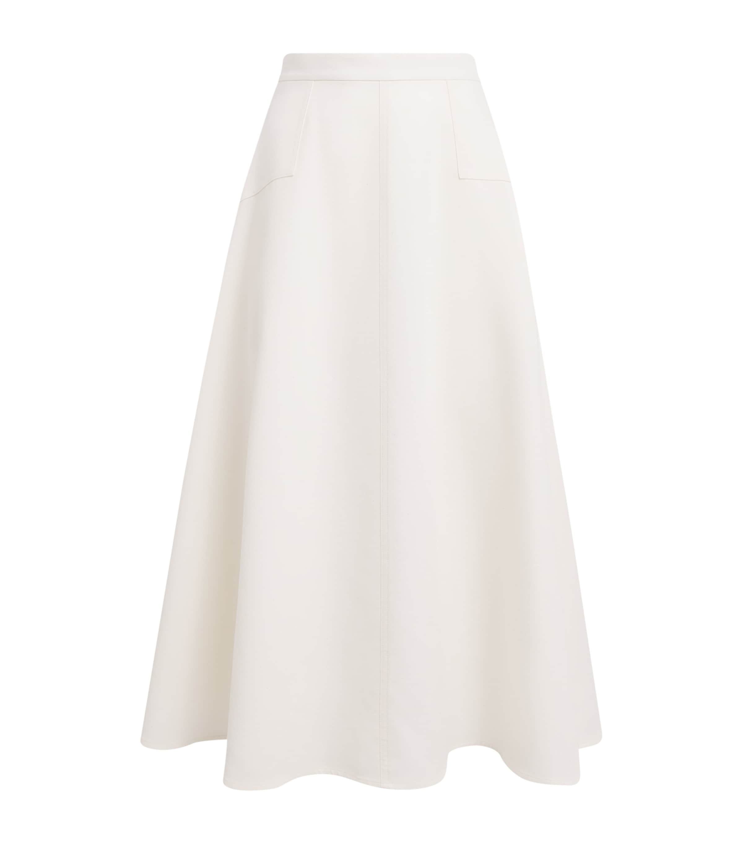 Polo Ralph Lauren Womens Cotton-Wool Panelled Midi Skirt Cream