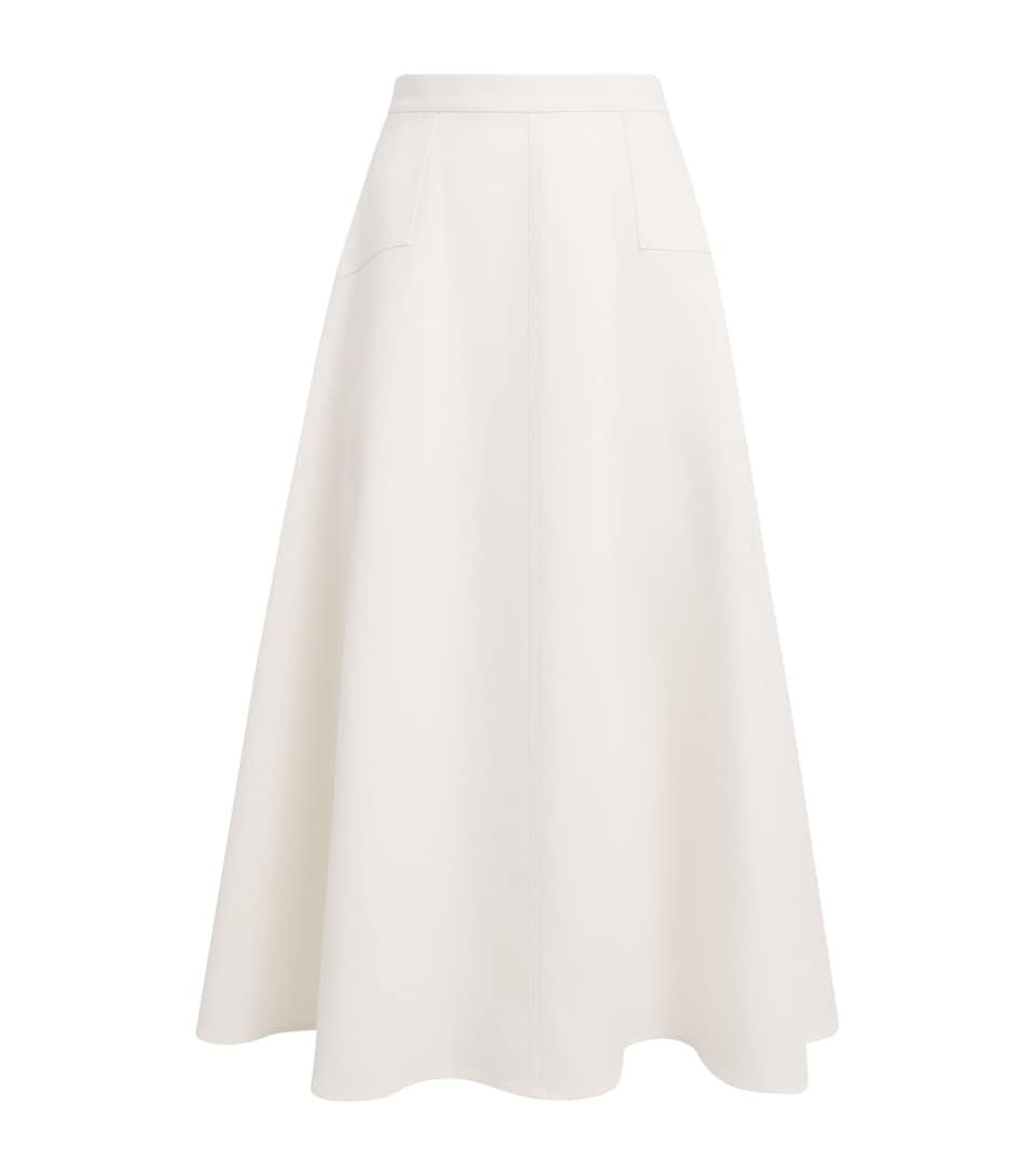 Polo Ralph Lauren Womens Cotton-Wool Panelled Midi Skirt Cream