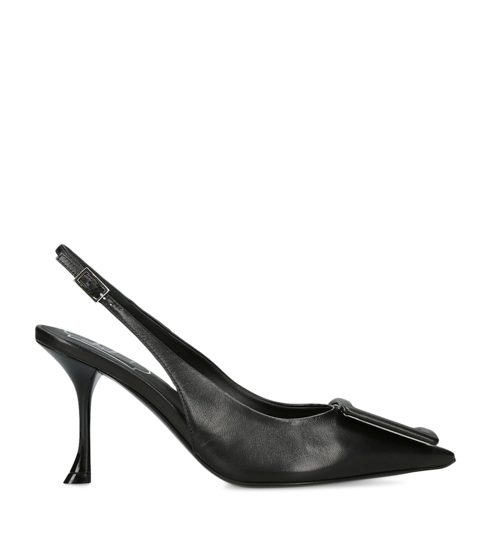 Roger Vivier Leather Viv' in The City Slingback Pumps 85 Black