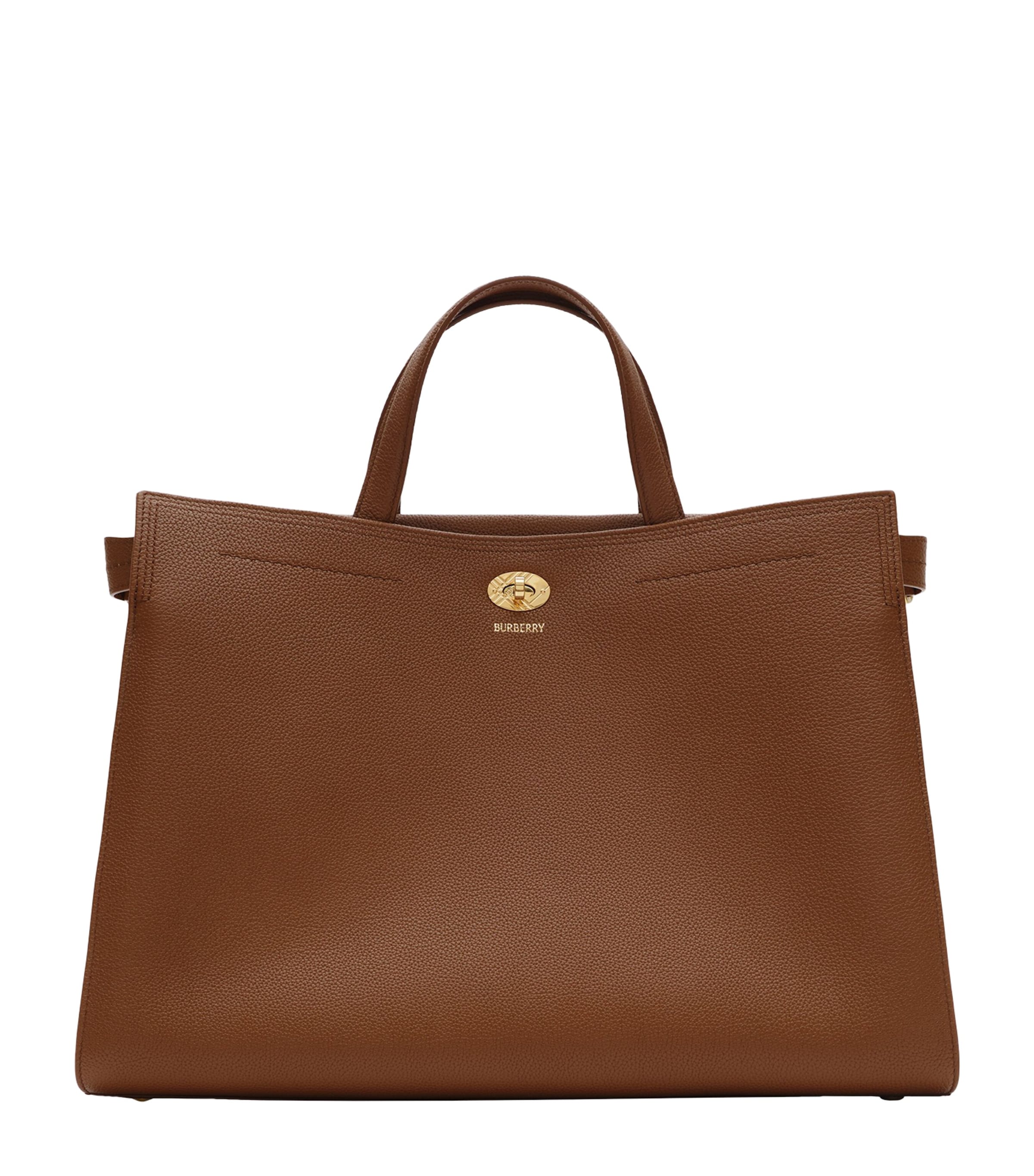 Burberry Medium Leather Cotswolds Check Tote Bag Hazel