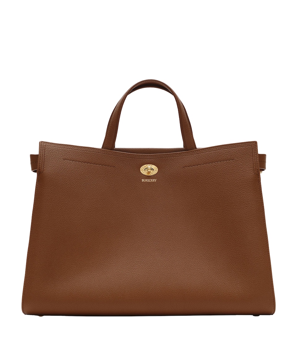 Burberry Medium Leather Cotswolds Check Tote Bag Hazel
