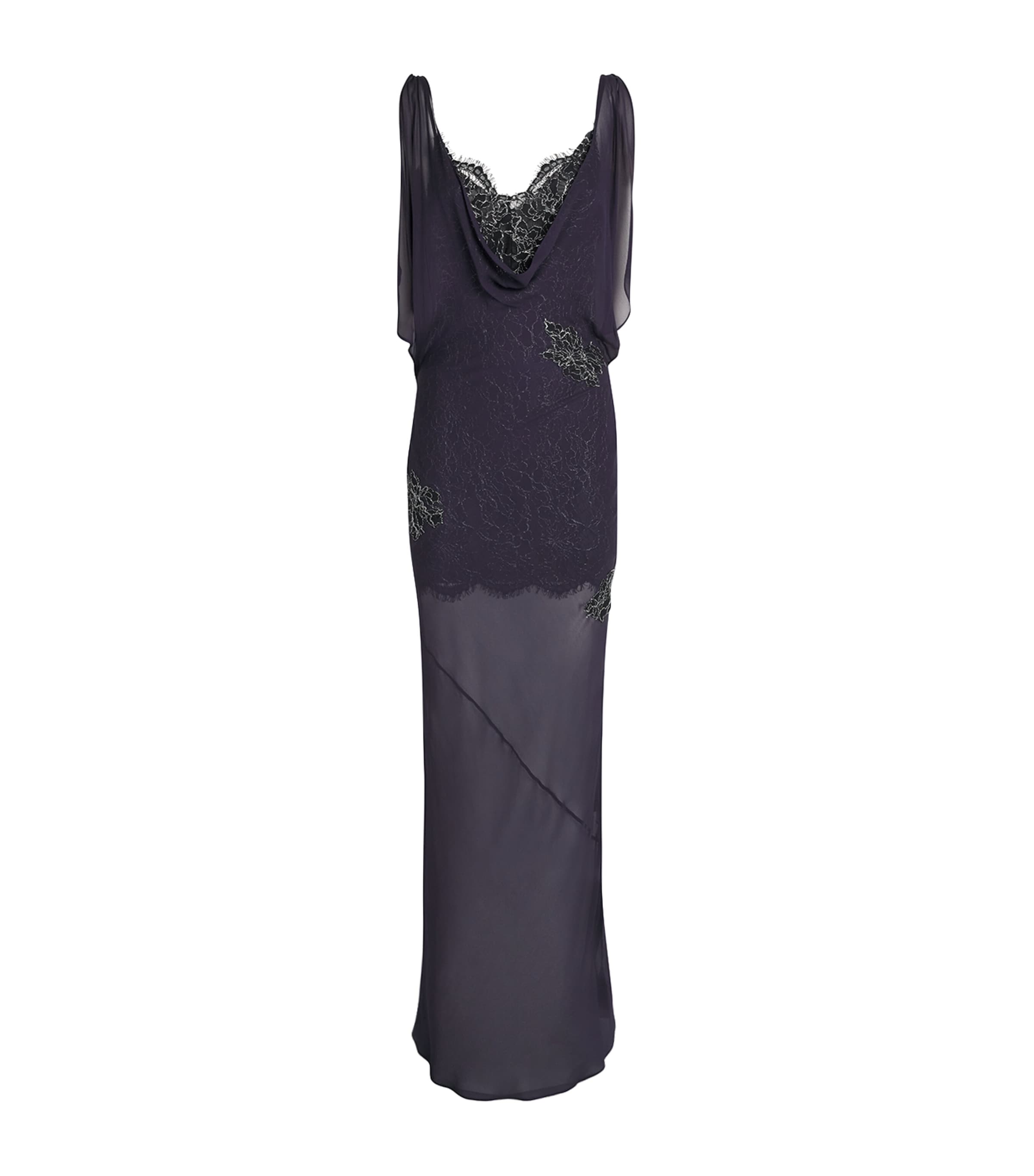 De La Vali Womens Lace Emerald Maxi Dress Midnight