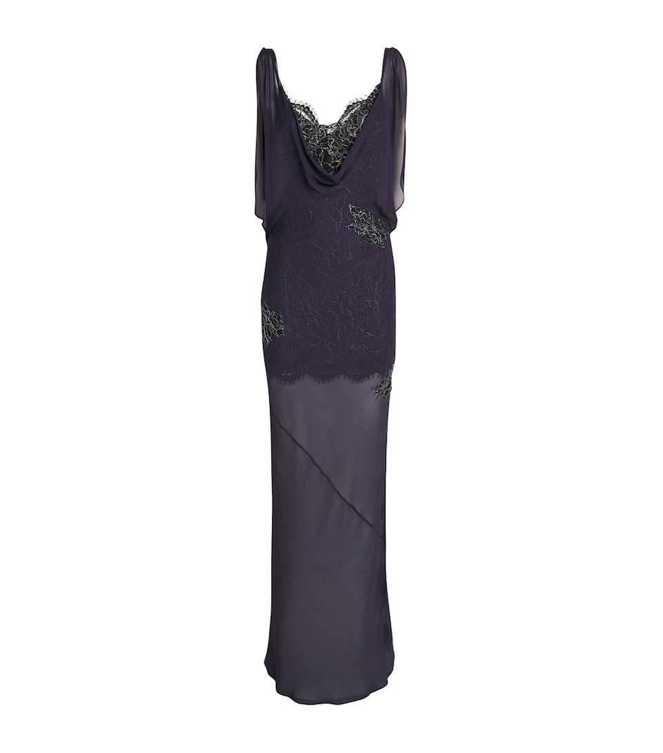 De La Vali Womens Lace Emerald Maxi Dress Midnight
