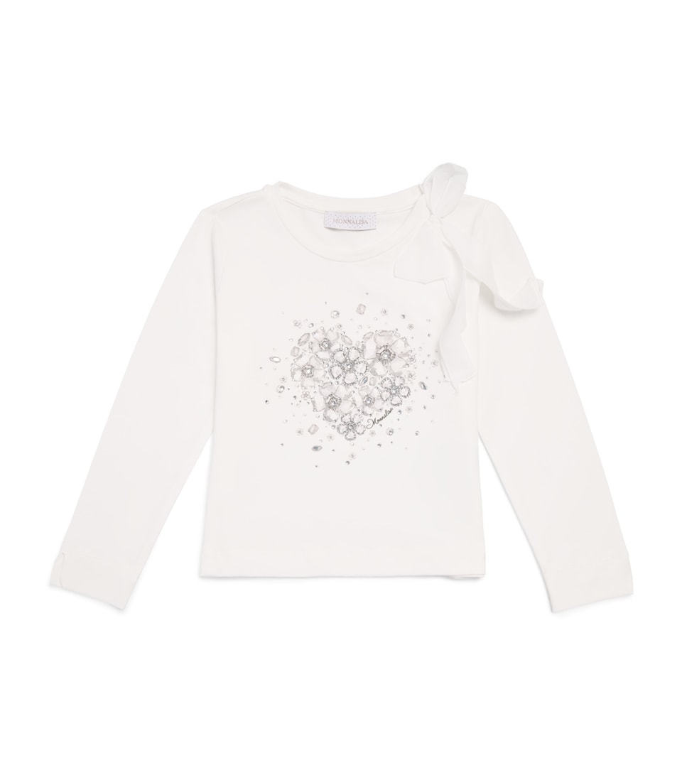 Monnalisa Heart Graphic T-Shirt (4-12 Years) Panna