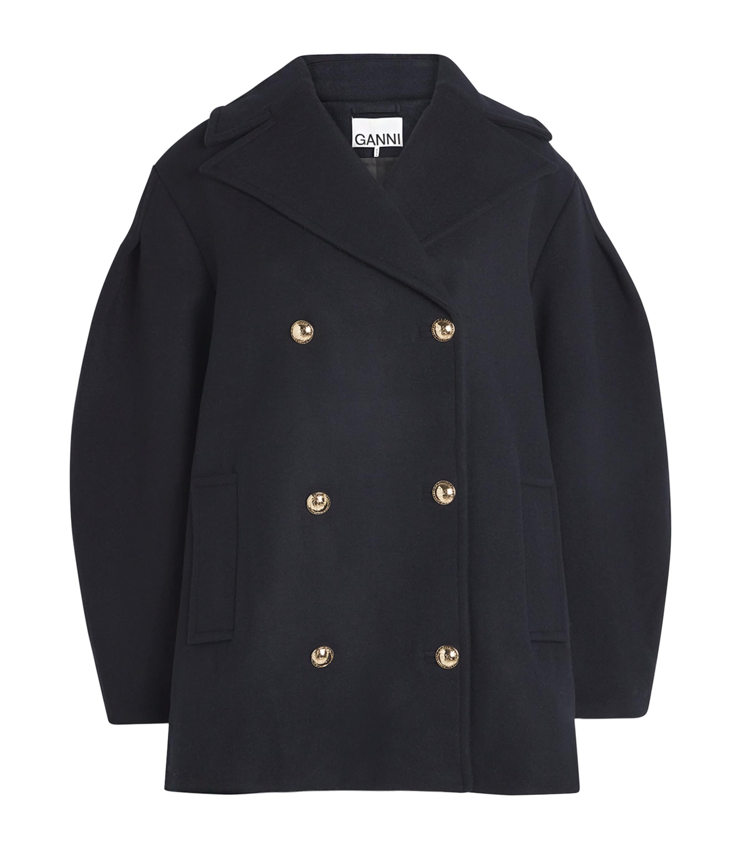 Recycled Wool-Blend Midi Pea Coat