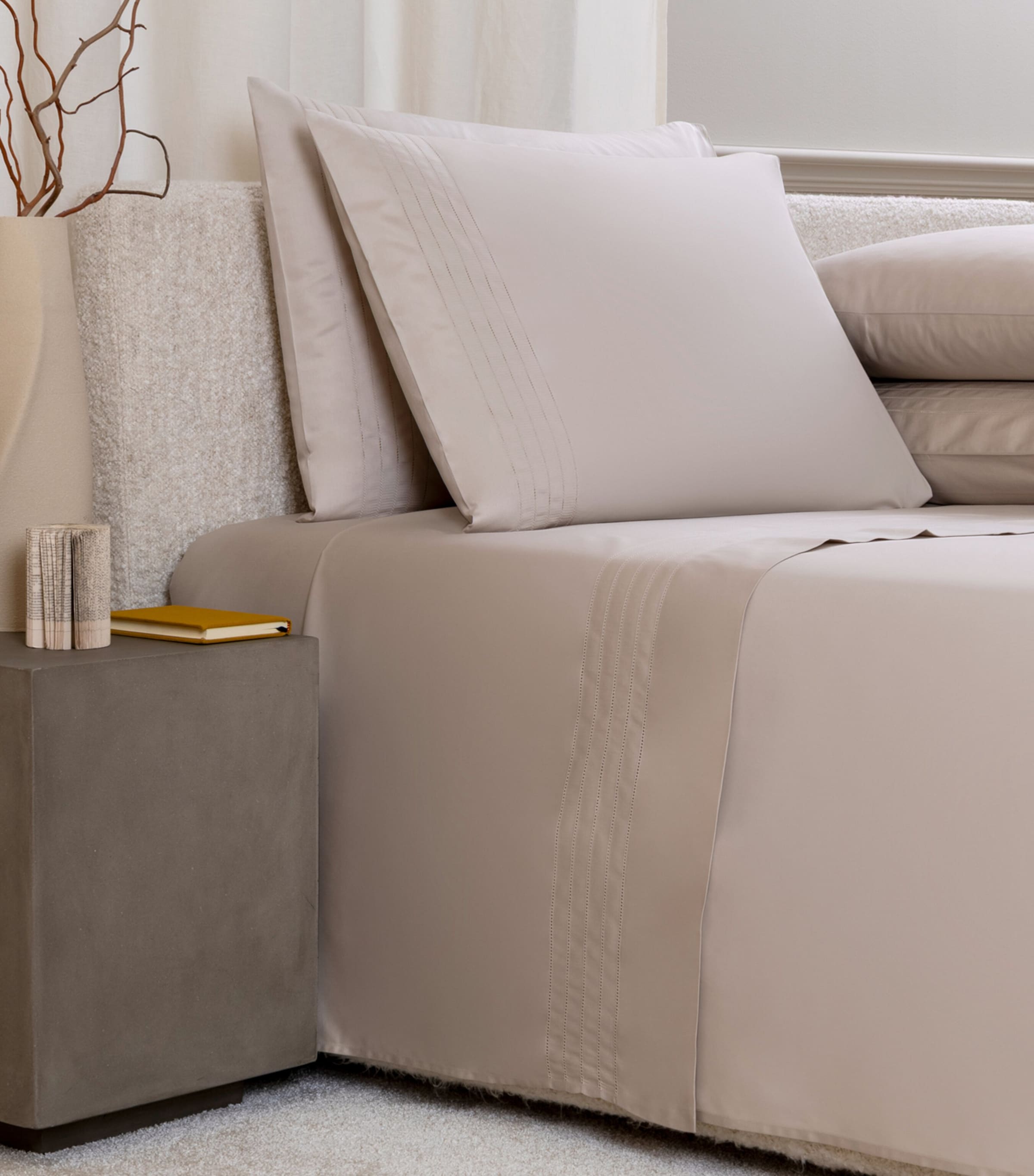 Frette Cotton Lush Ajour King Flat Sheet Set (270cm x 320cm) Greige