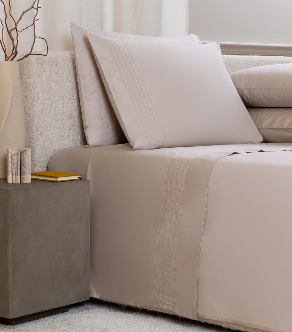 Frette Cotton Lush Ajour King Flat Sheet Set (270cm x 320cm) Greige