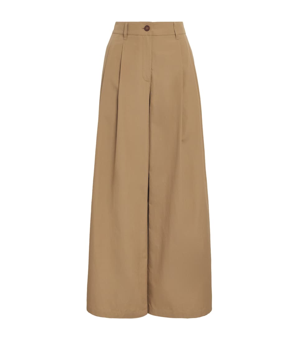 Lafayette 148 Womens Cotton Plated Wide-Leg Trousers Cadkh Cadet Khaki