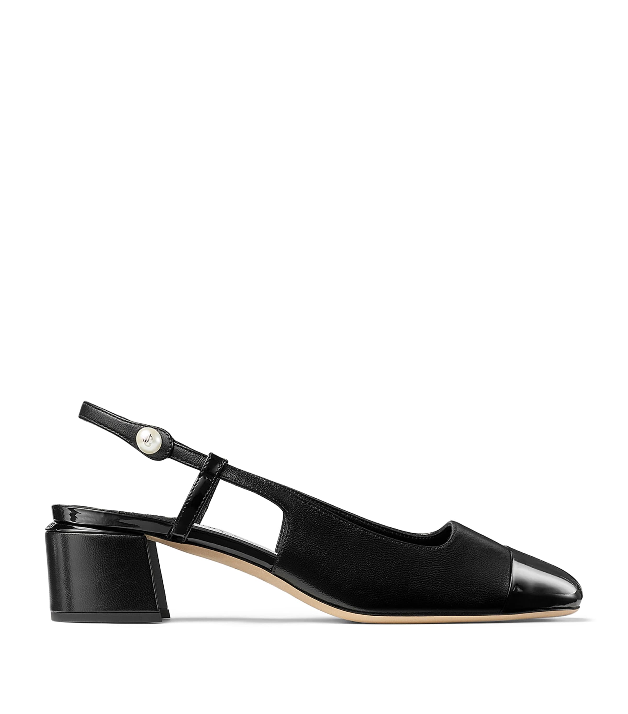 Jimmy Choo Elisa 45 Leather Slingback Pumps Black/black