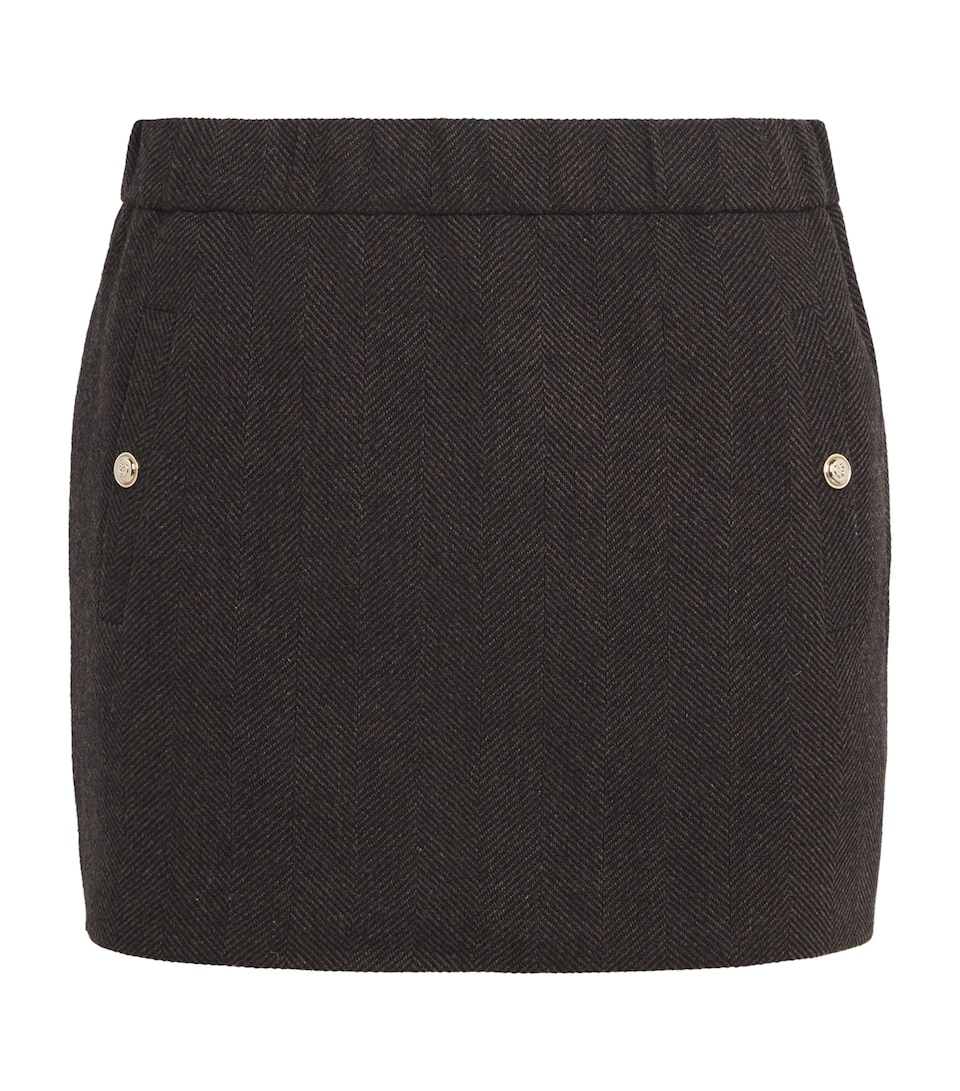 Maje Womens Wool-Blend Mini Skirt Dark Brown
