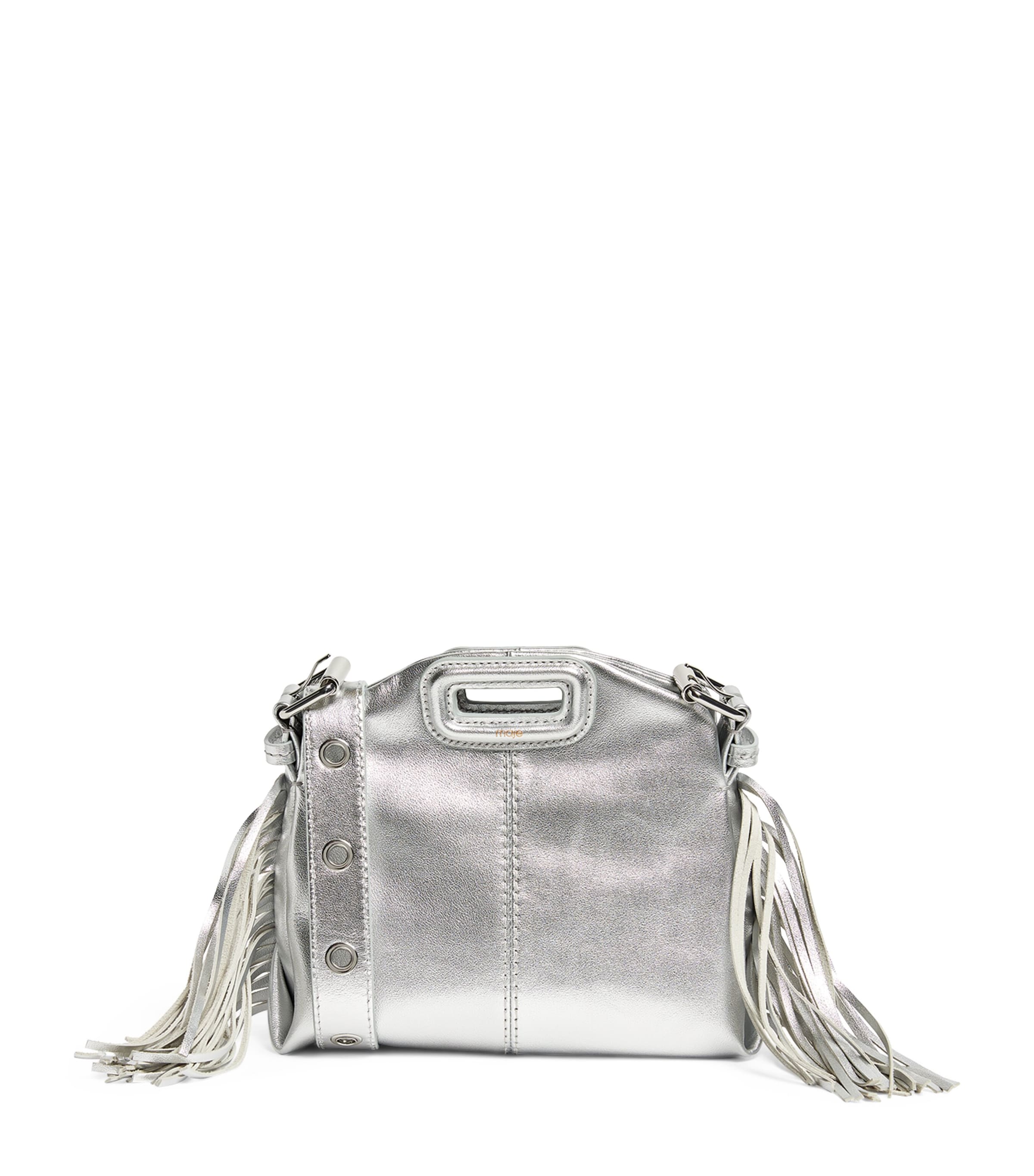 Maje Mini Leather Miss M Shoulder Bag Silver