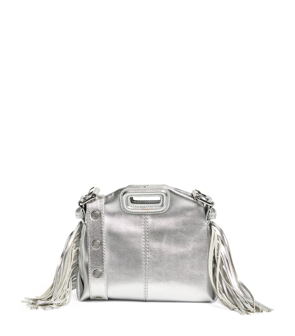 Maje Mini Leather Miss M Shoulder Bag Silver