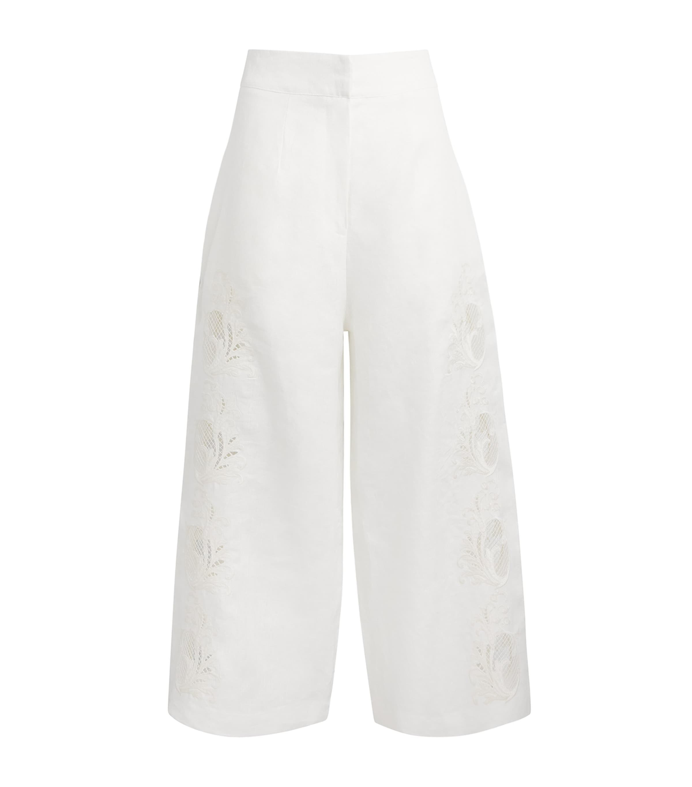 LUG VON SIGA Womens Linen Maria Wide-Leg Trousers Offwhite