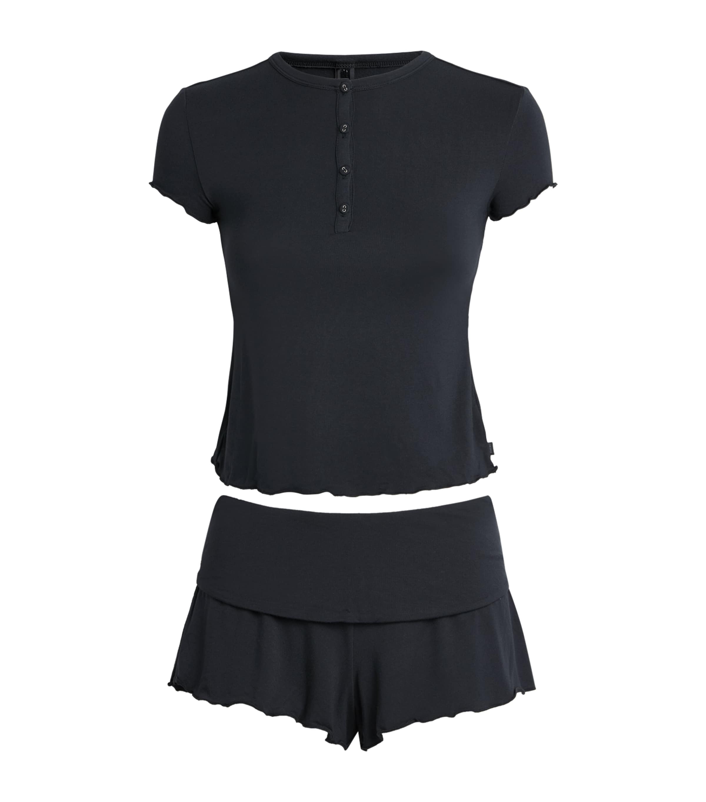 Skims Womens Sleep Short Pyjama Set Onyx