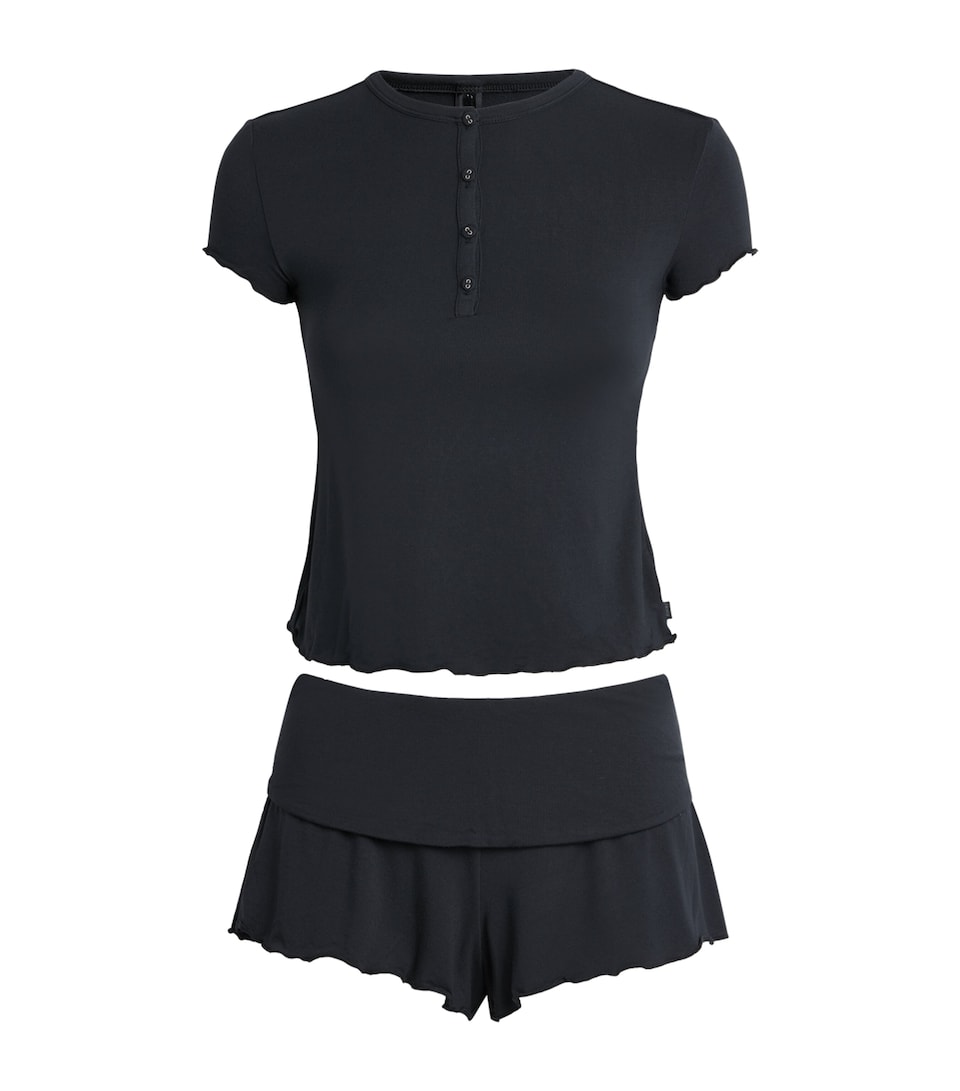 Skims Womens Sleep Short Pyjama Set Onyx
