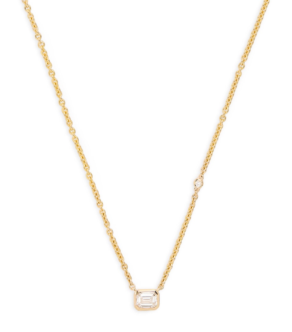 Yellow Gold and Diamond Bezel Necklace