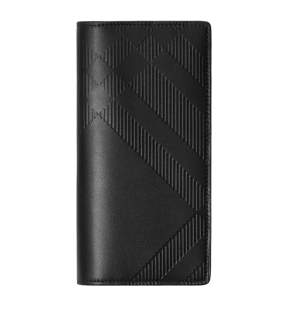 Leather Embossed Check Continental Wallet