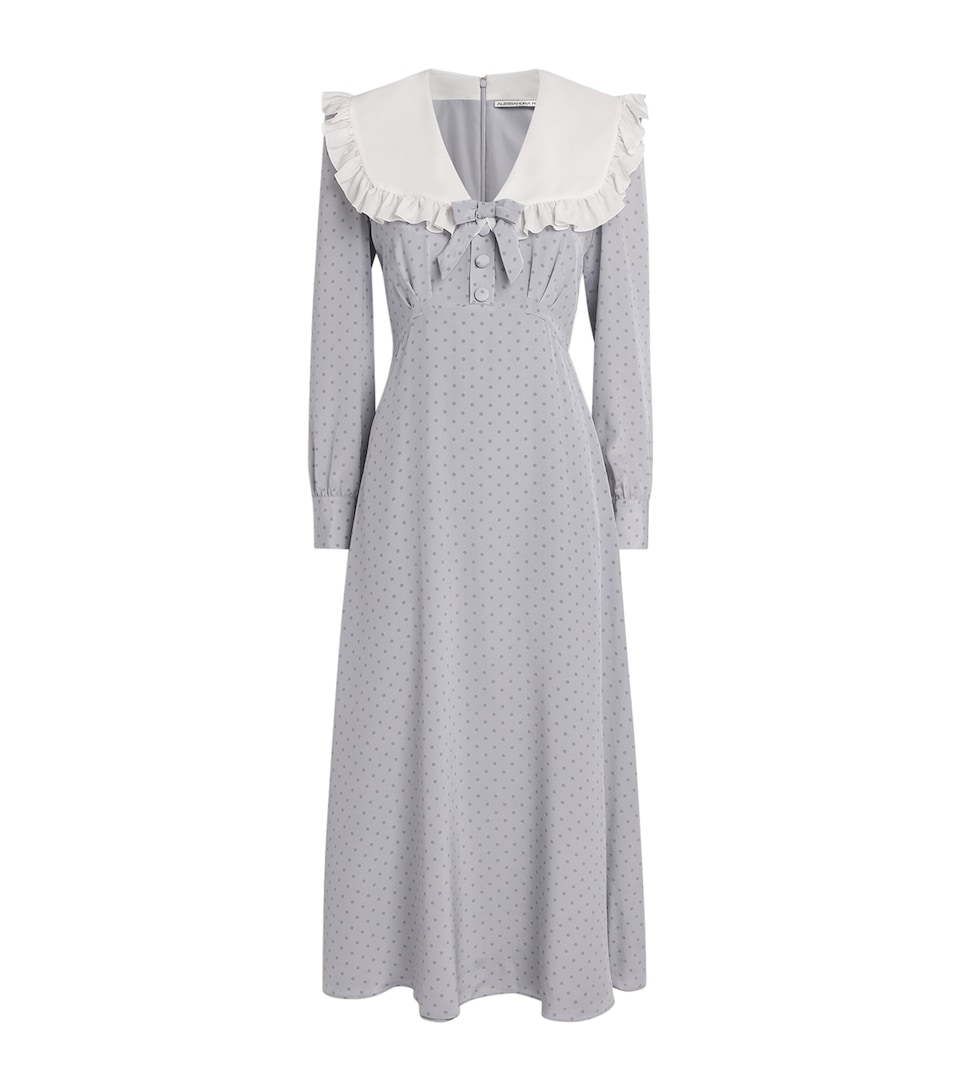 Silk Crepe De Chine Polka-Dot Midi Dress